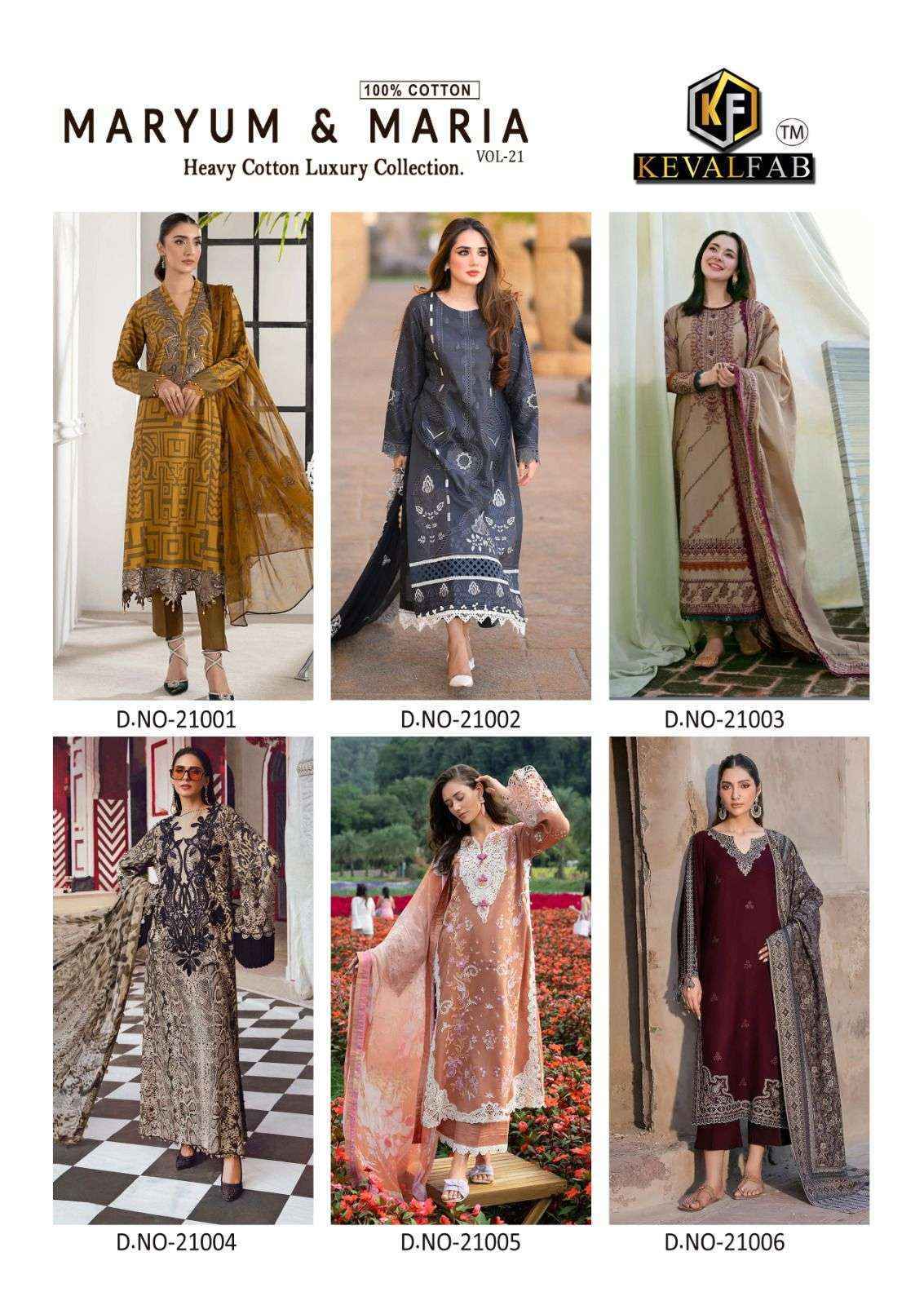 Keval Fab Maryum & Maria Vol-21 Cotton Dress Material (6 pcs Catalogue)