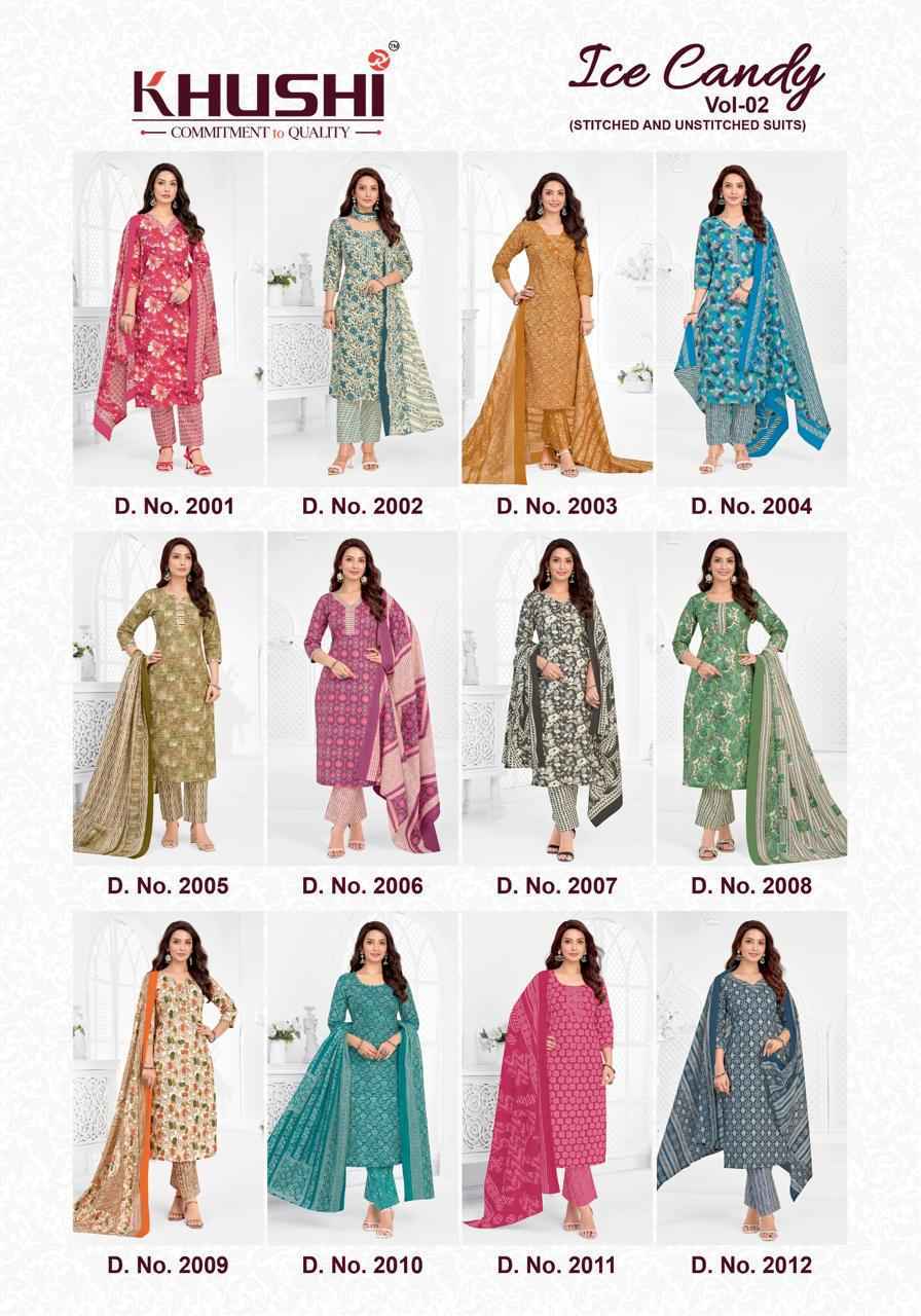 Khushi Ice Candy Vol-2 Cotton Dress Material (12 pcs Catalogue)