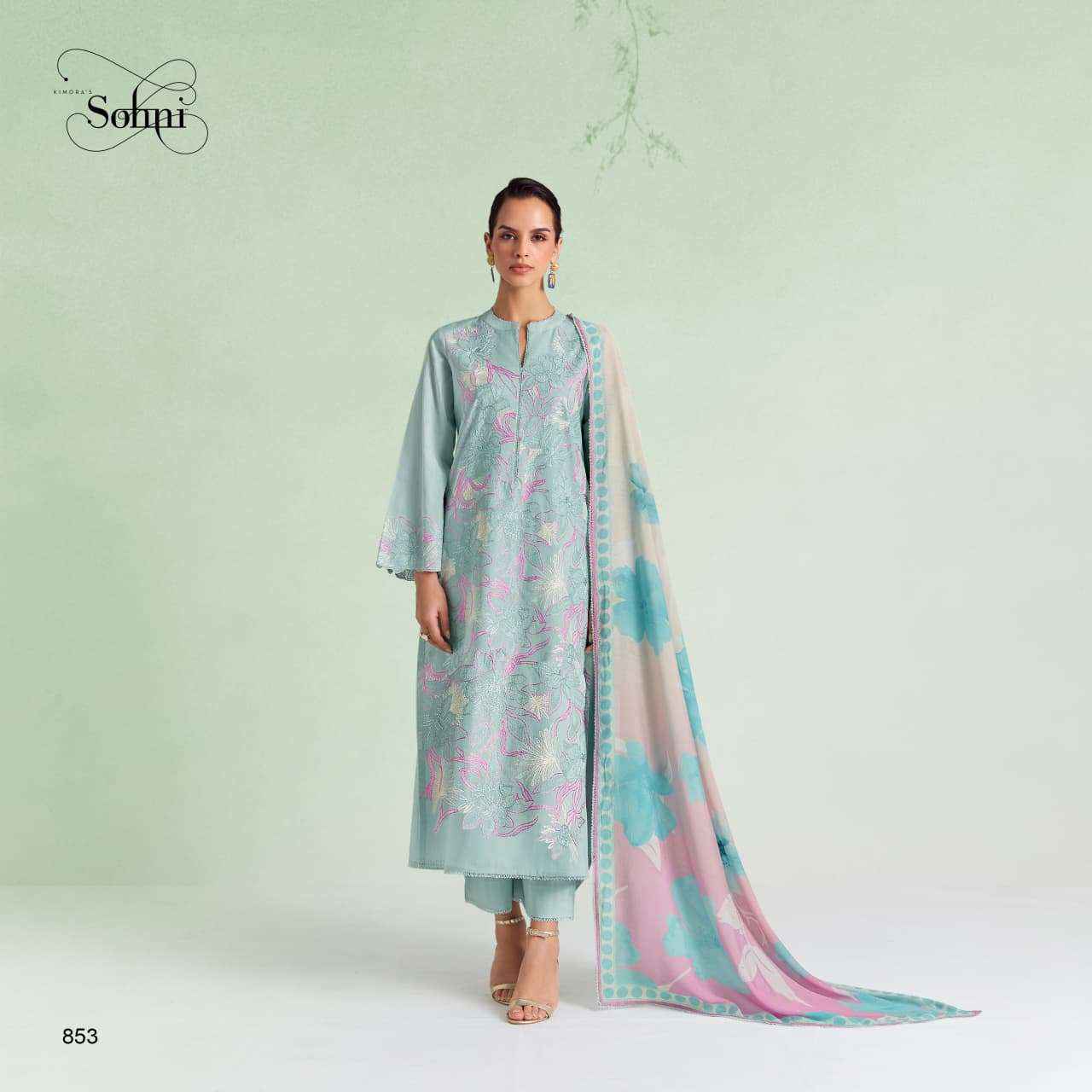 Kimora Sohni Dove Lawn Cotton Dress Material (4 pcs Catalogue)