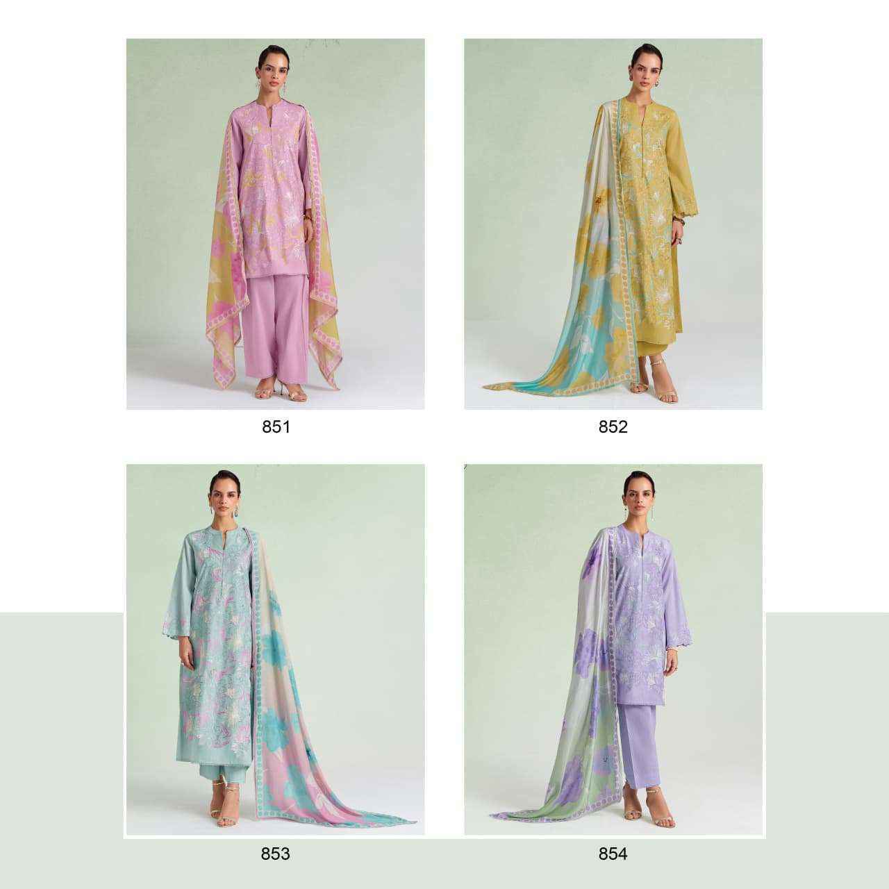 Kimora Sohni Dove Lawn Cotton Dress Material (4 pcs Catalogue)