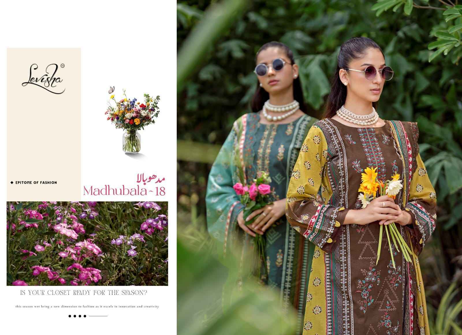 Levisha Madhubala Vol-18 Camric Lawn Cotton Dress Material (6 pcs Catalogue)