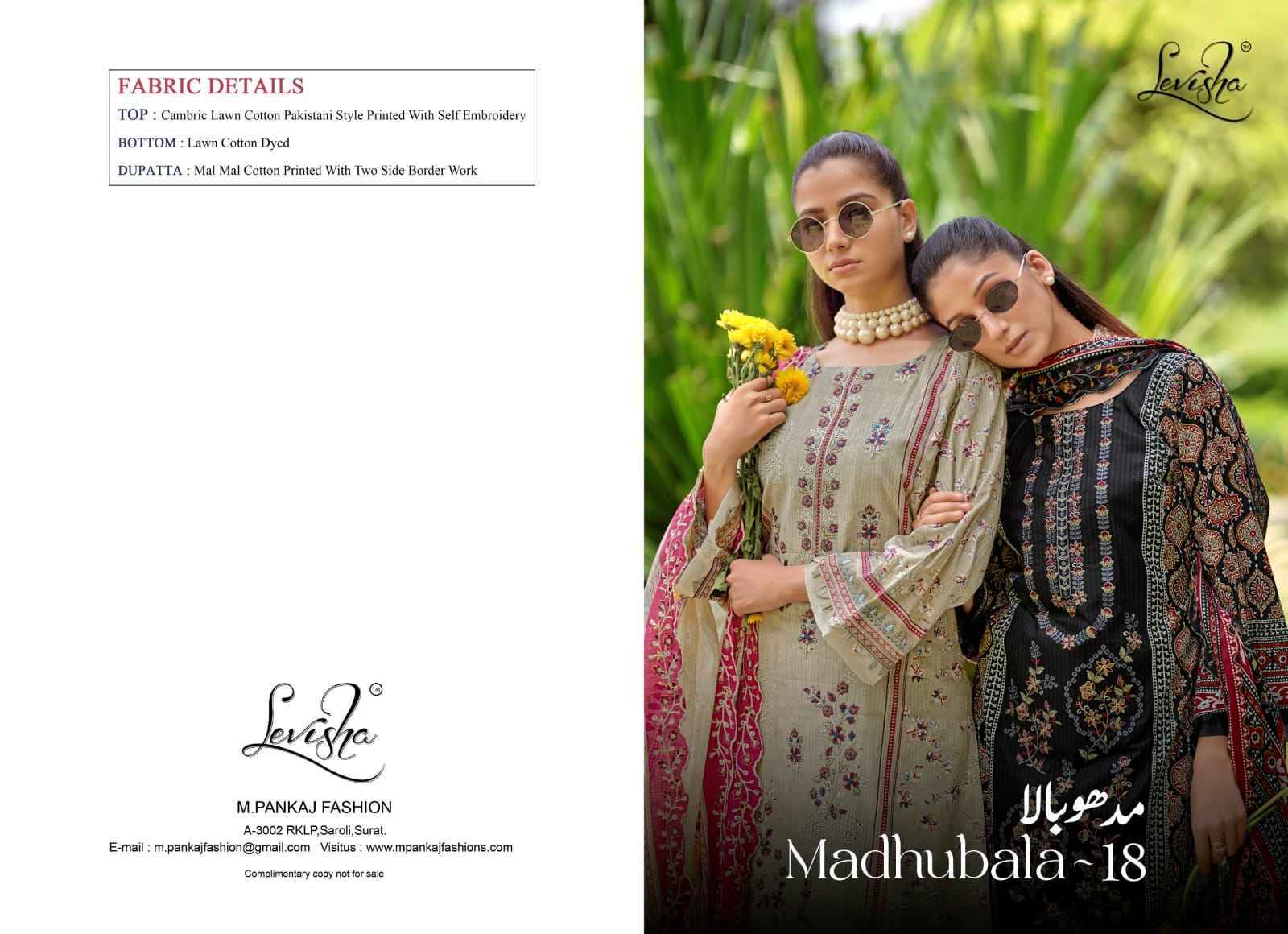 Levisha Madhubala Vol-18 Camric Lawn Cotton Dress Material (6 pcs Catalogue)