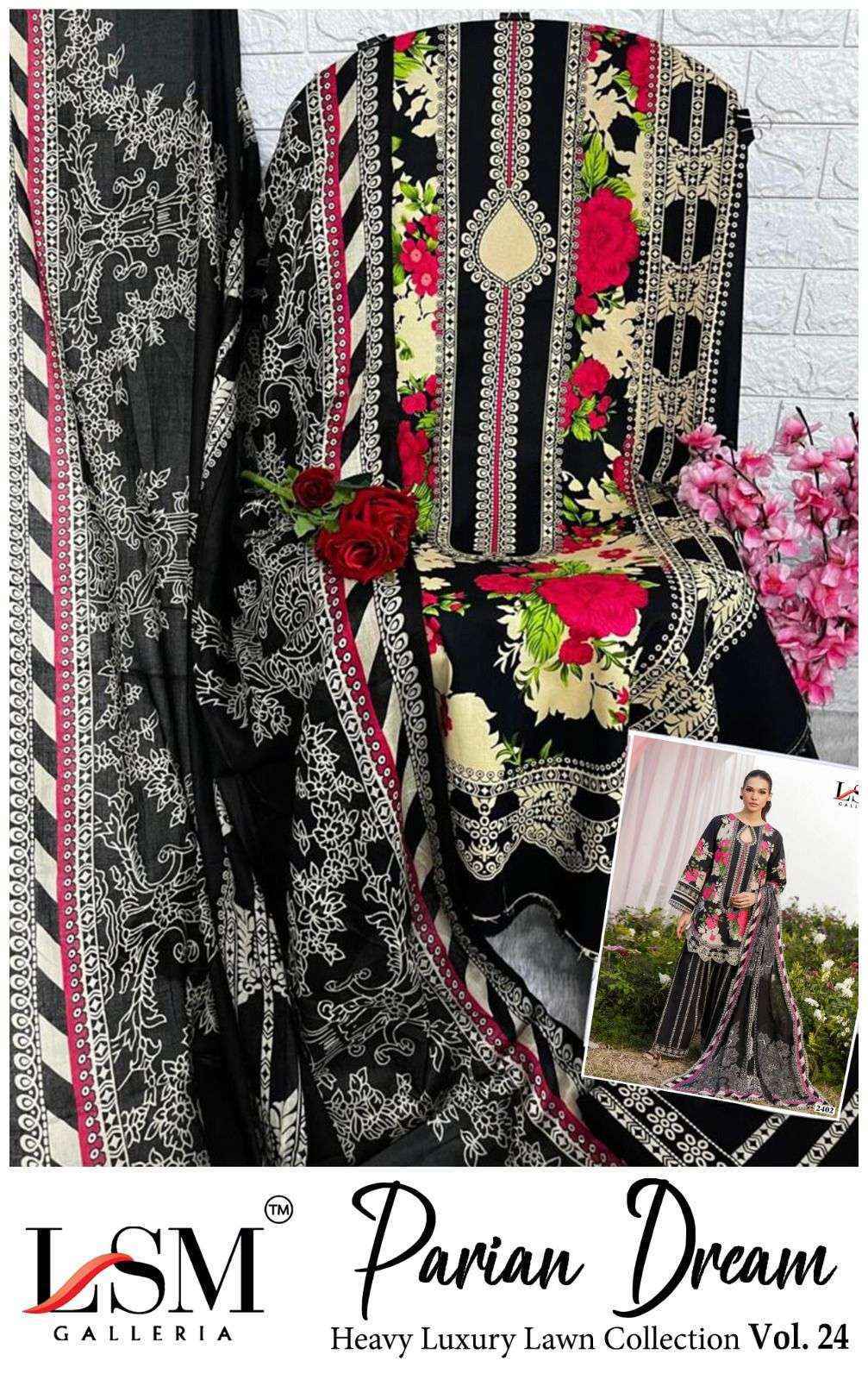 LSM Galleria Parian Dream Vol 24 Lawn Cotton Dress Material 6 pcs Catalogue