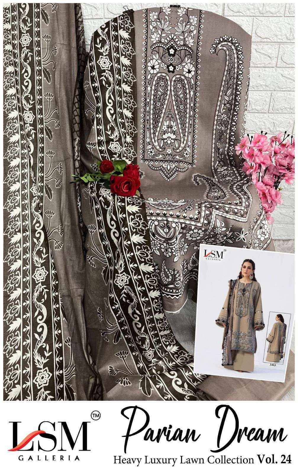 LSM Galleria Parian Dream Vol 24 Lawn Cotton Dress Material 6 pcs Catalogue