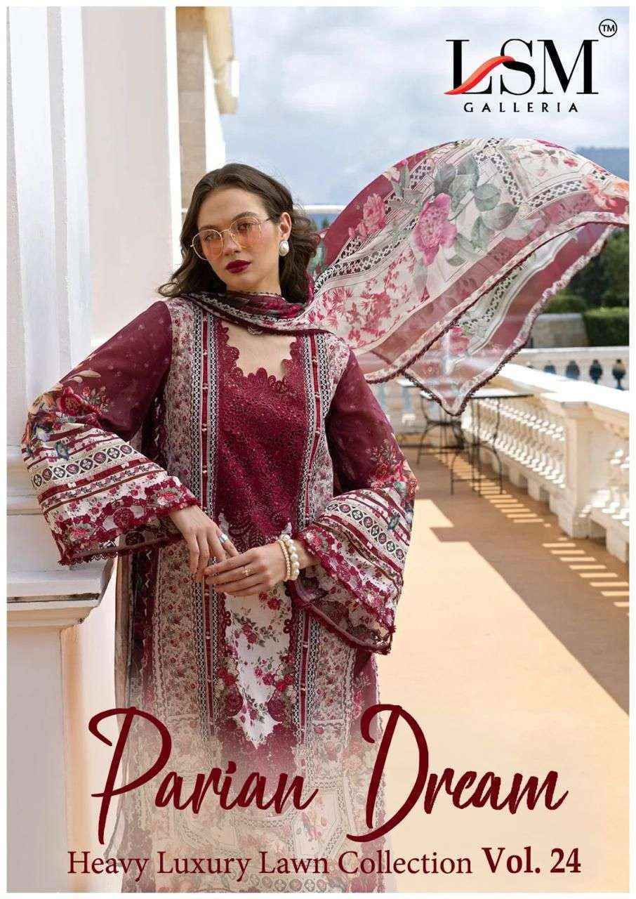 LSM Galleria Parian Dream Vol-24 Readymade Lawn Cotton Dress (6 pcs Catalogue)