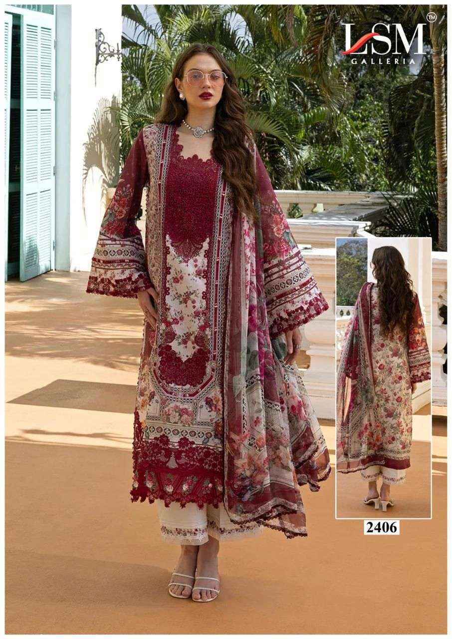 LSM Galleria Parian Dream Vol-24 Readymade Lawn Cotton Dress (6 pcs Catalogue)