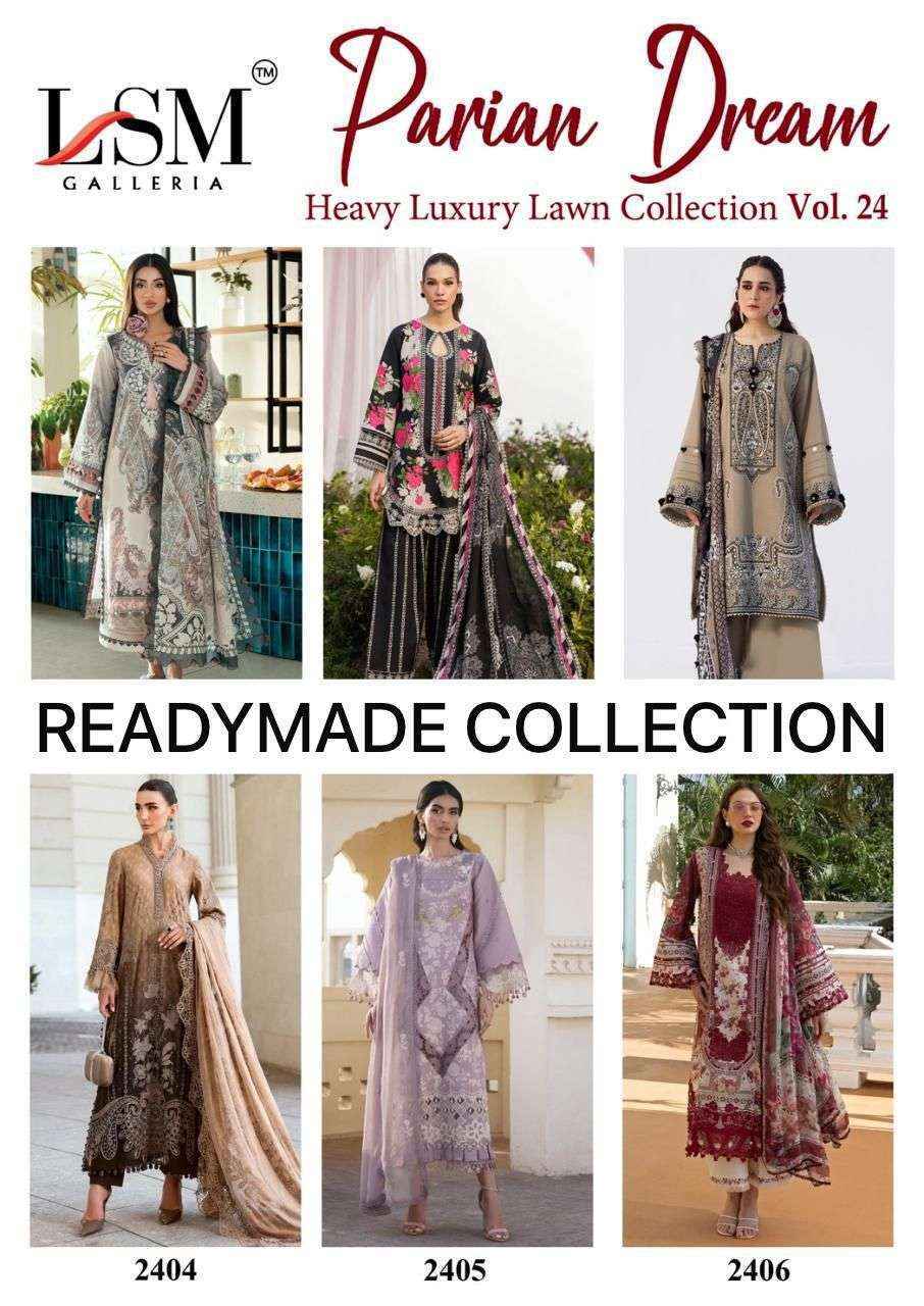 LSM Galleria Parian Dream Vol-24 Readymade Lawn Cotton Dress (6 pcs Catalogue)
