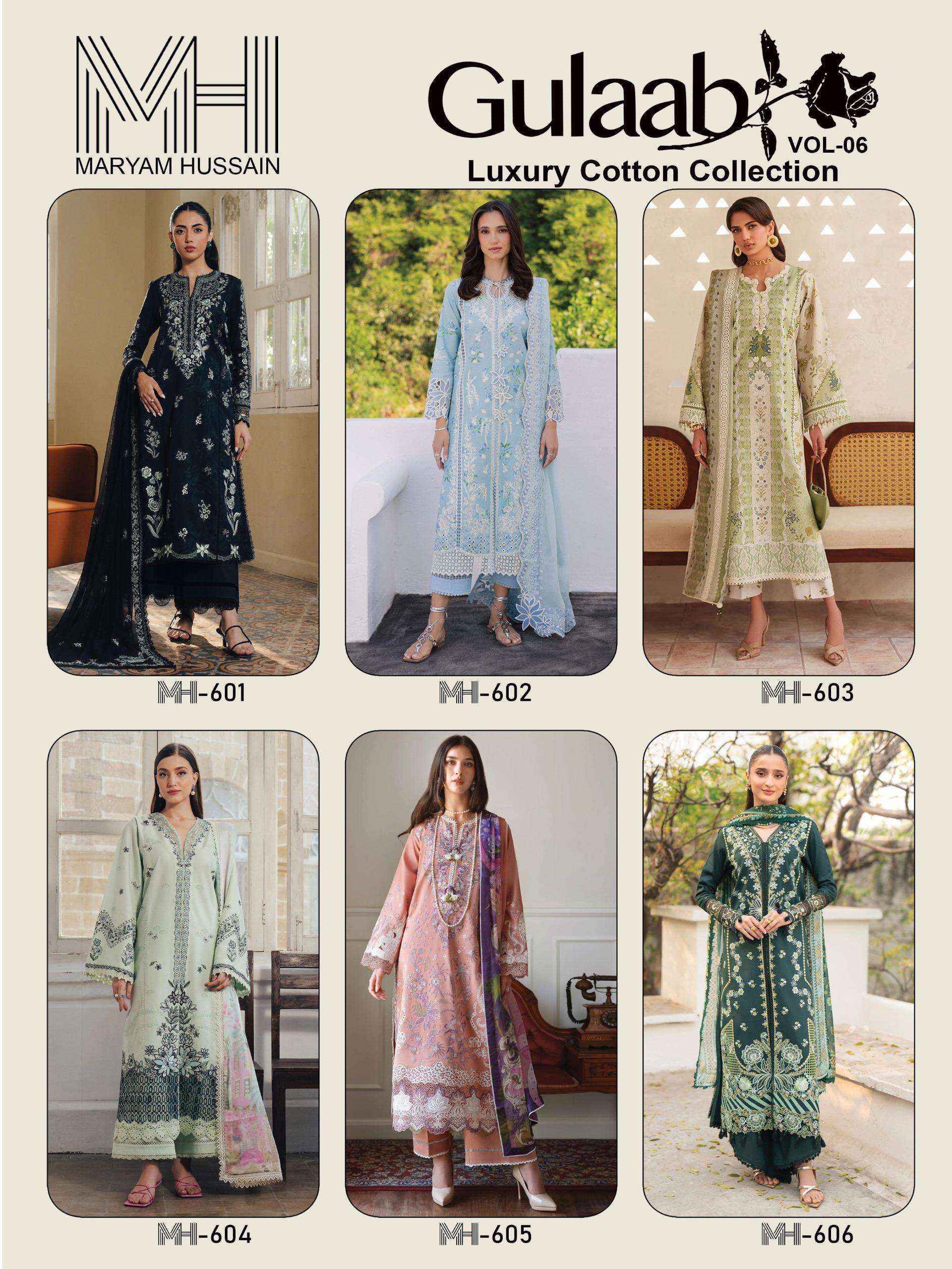 Maryam Hussain Gulaab Vol-6 Cotton Dress Material (6 pc Cataloge)