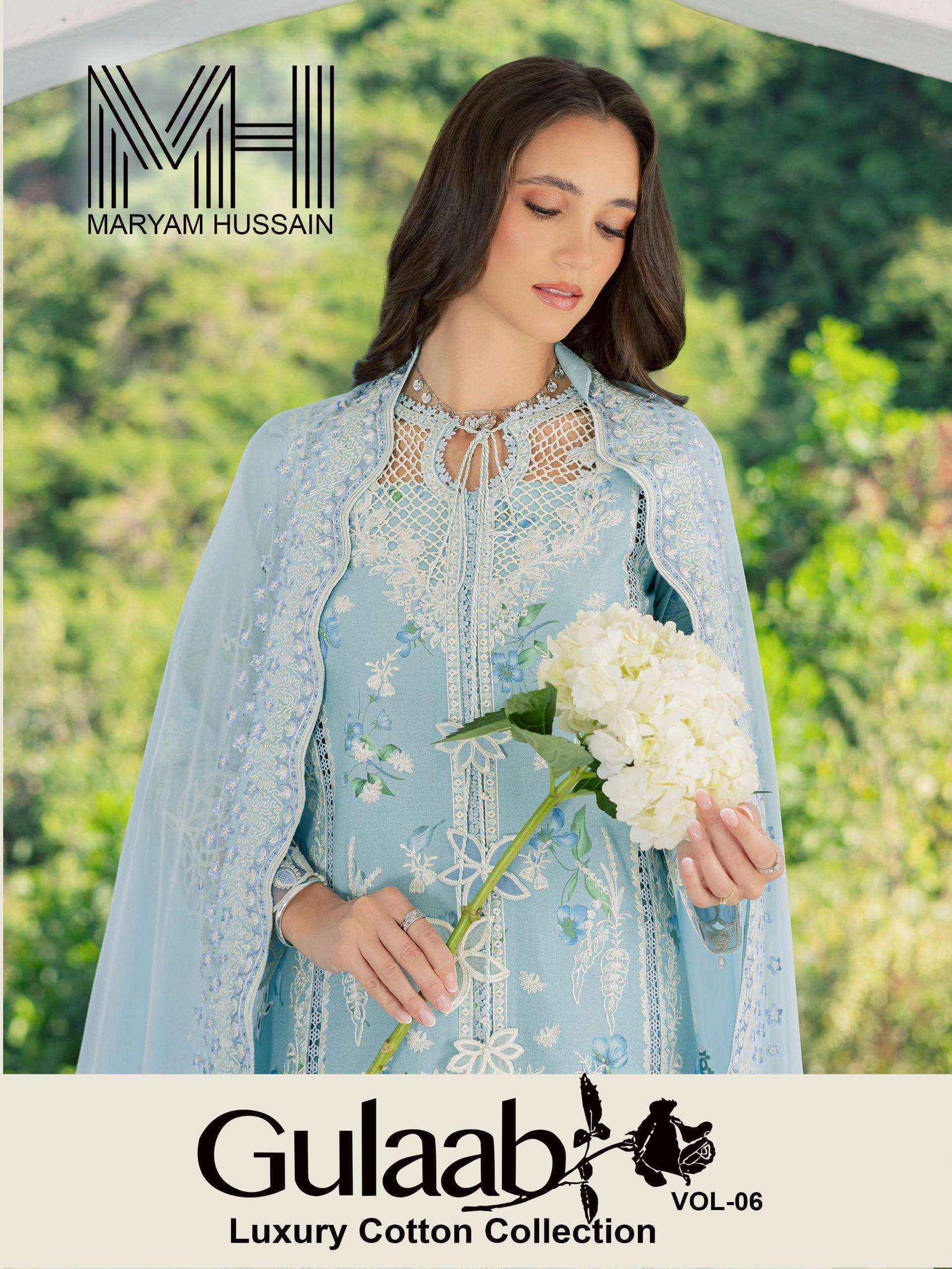 Maryam Hussain Gulaab Vol-6 Cotton Dress Material (6 pc Cataloge)
