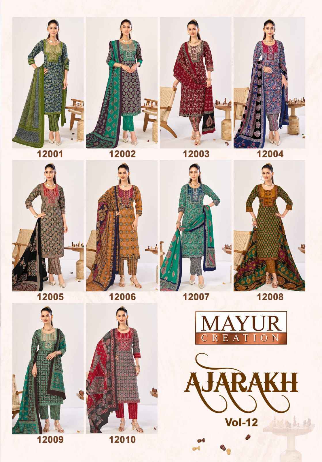 Mayur Creation Ajarakh Vol-12 Readymade Cotton Dress (10 pcs Catalogue)