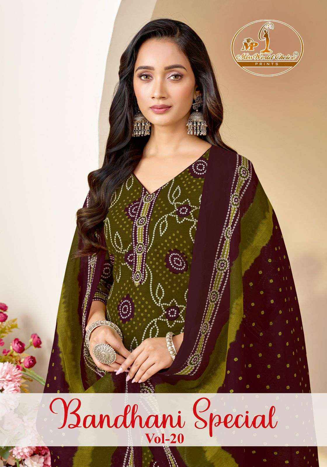 Miss World Choice Bandhni Special Vol 20 Readymade Cotton Dress 10 pcs Catalogue
