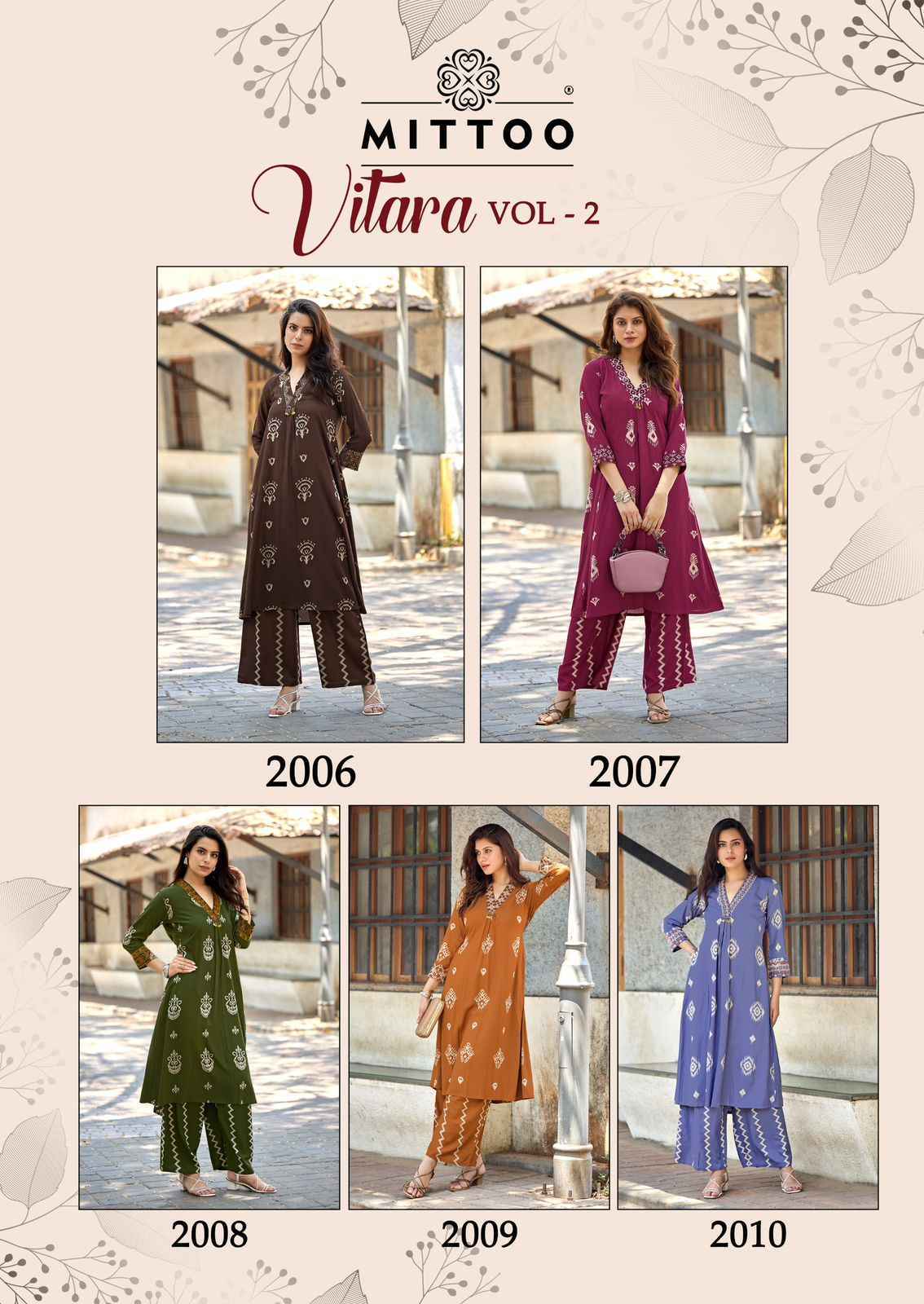 Mittoo Vitara Vol-2 Rayon Top With Bottom (5 pcs Catalogue)