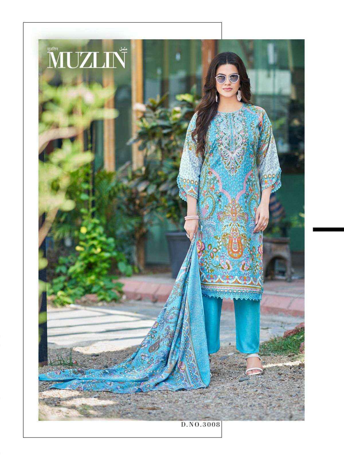 Mizaj Muzlin Vol-3 Cotton Dress Material (8 pcs Catalogue)