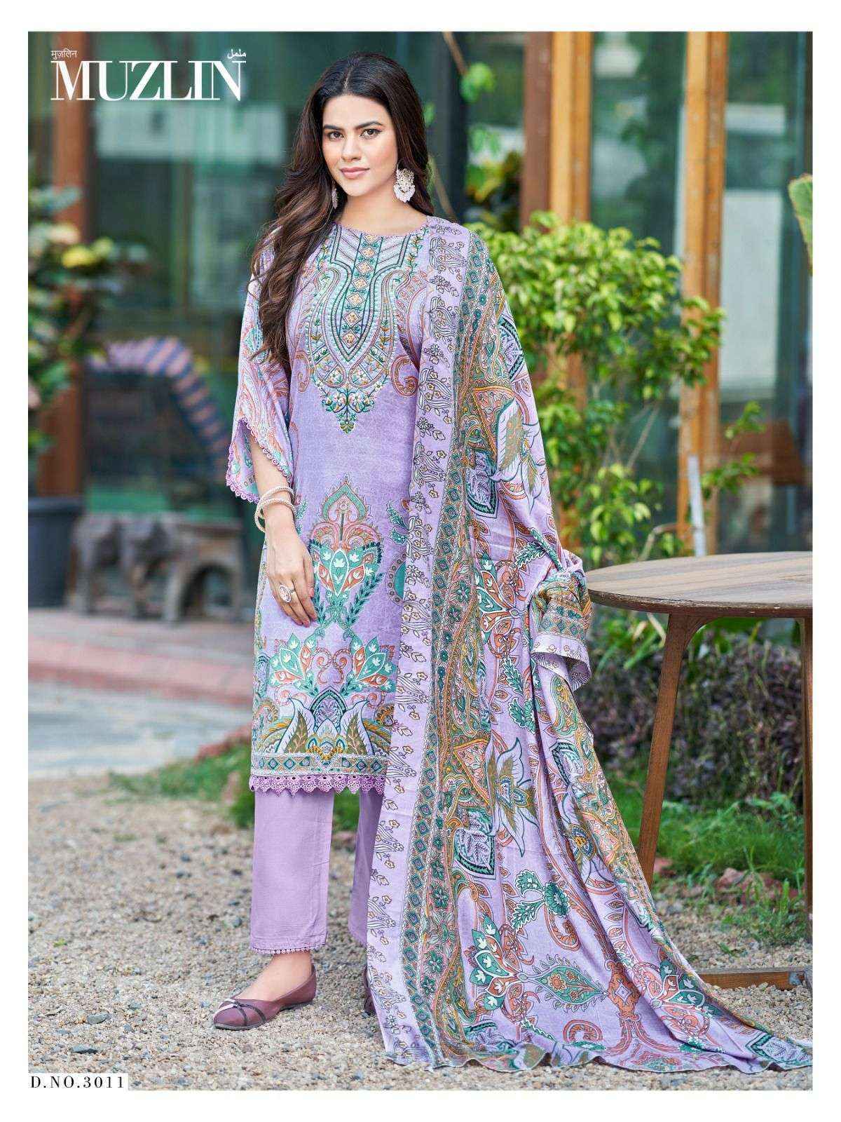 Mizaj Muzlin Vol-3 Cotton Dress Material (8 pcs Catalogue)