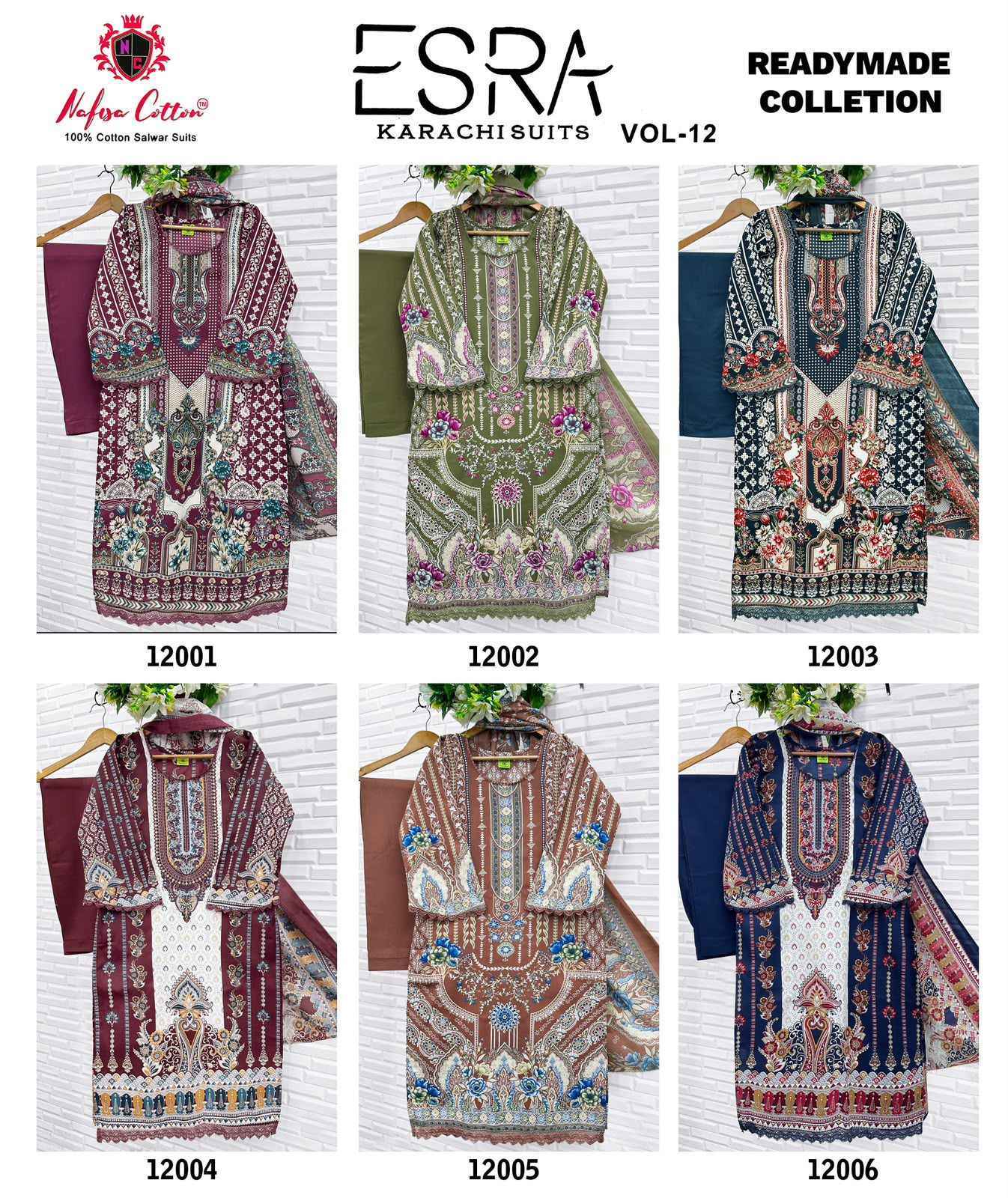 Nafisa Cotton Esra Karachi Vol-12 Readymade Cotton Dress (6 Pc Catalog)