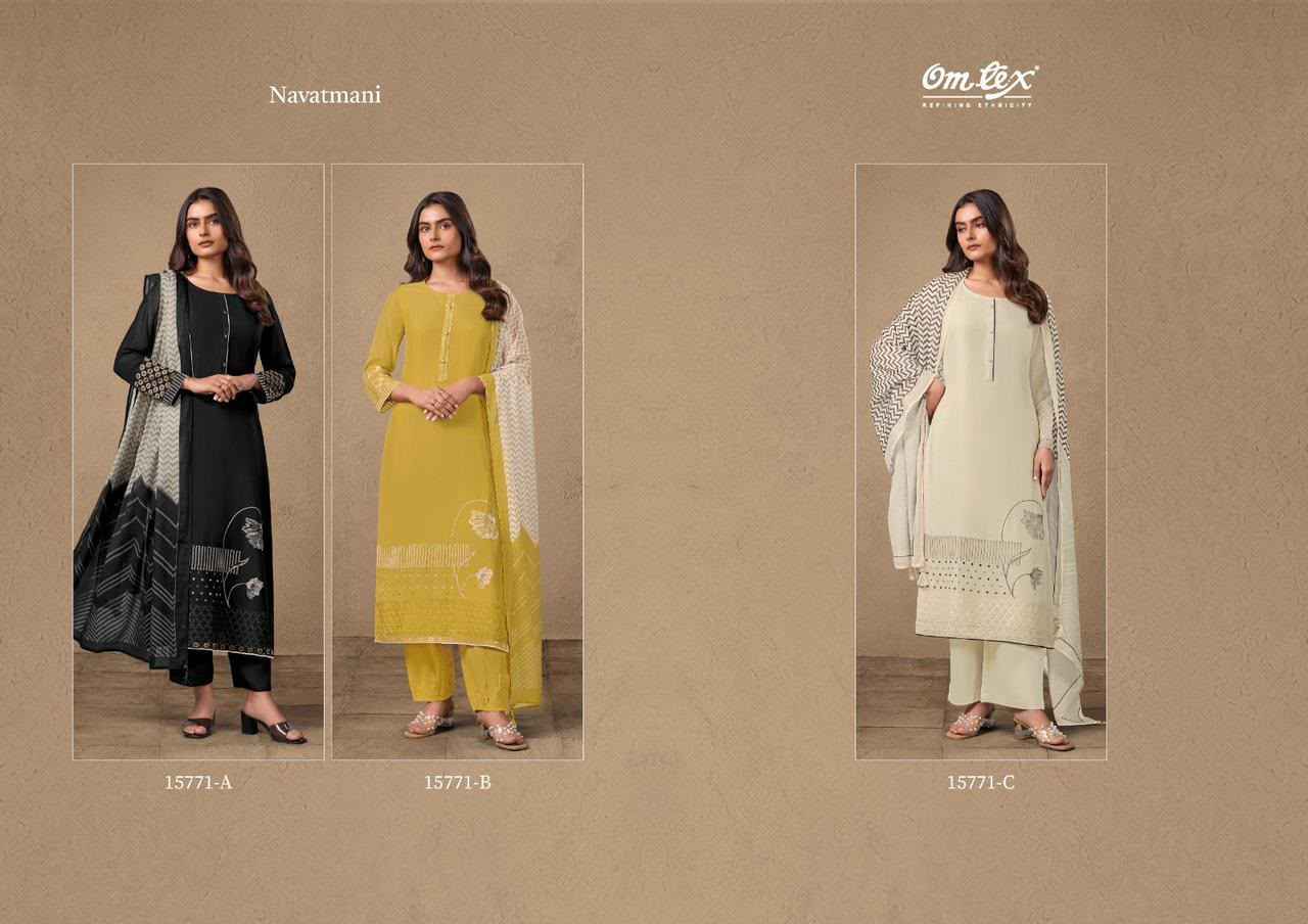 Omtex Navatmani Mal Chanderi Silk Dress Material (3 Pc Catalouge)