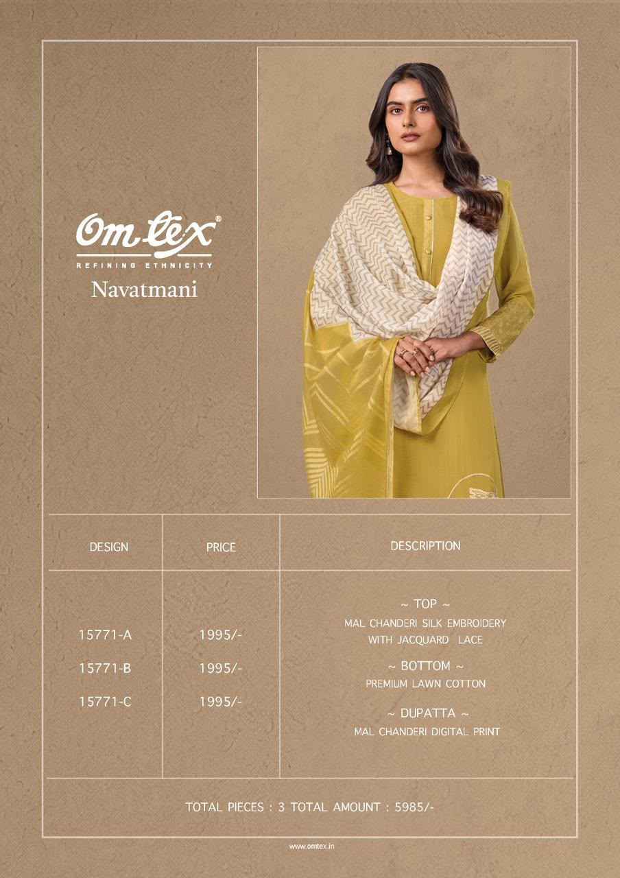 Omtex Navatmani Mal Chanderi Silk Dress Material (3 Pc Catalouge)