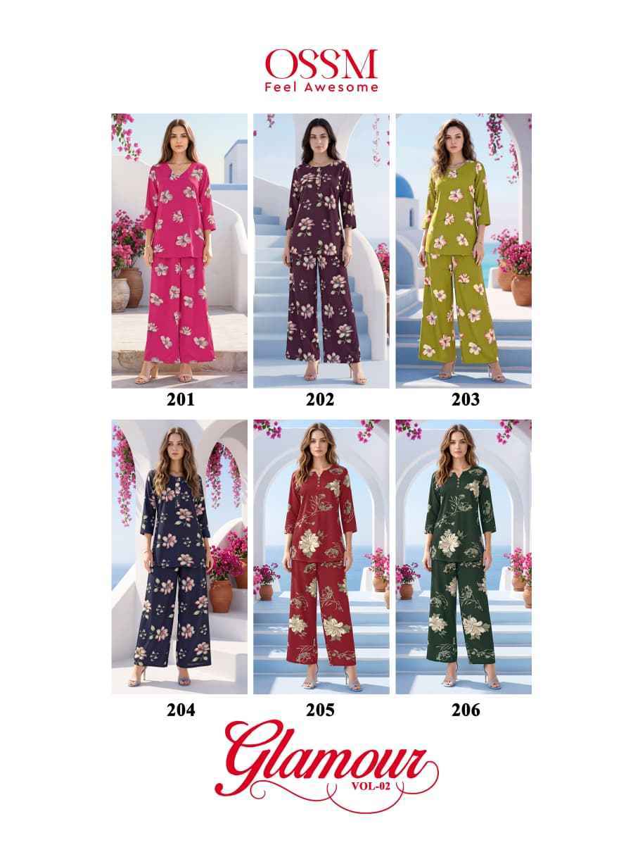 Ossm Glamour Vol-2 Reyon Top With Plazzo (6 pcs Catalogue)