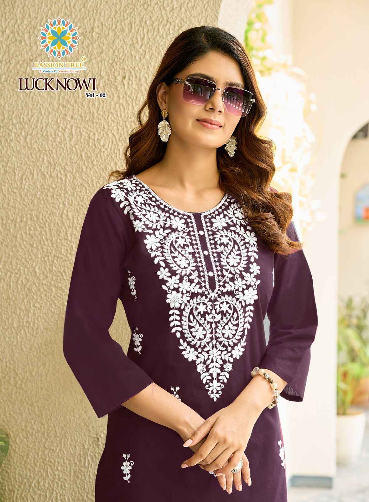 Passion Tree Lucknowi Vol-2 Dhabu Cotton Kurti With Plazzo (8 pcs Catalogue)