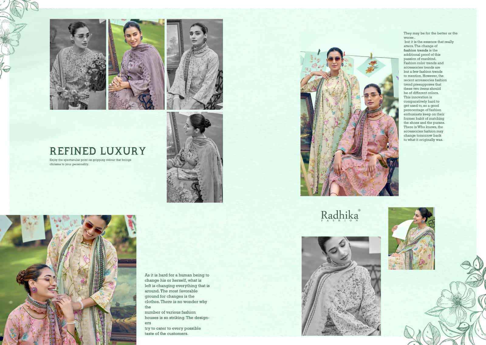 Radhika Fashion Azara Aliya Lawn Cotton Dress Material (6 pcs Catalogue)