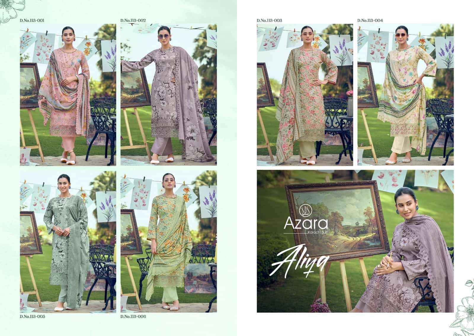 Radhika Fashion Azara Aliya Lawn Cotton Dress Material (6 pcs Catalogue)