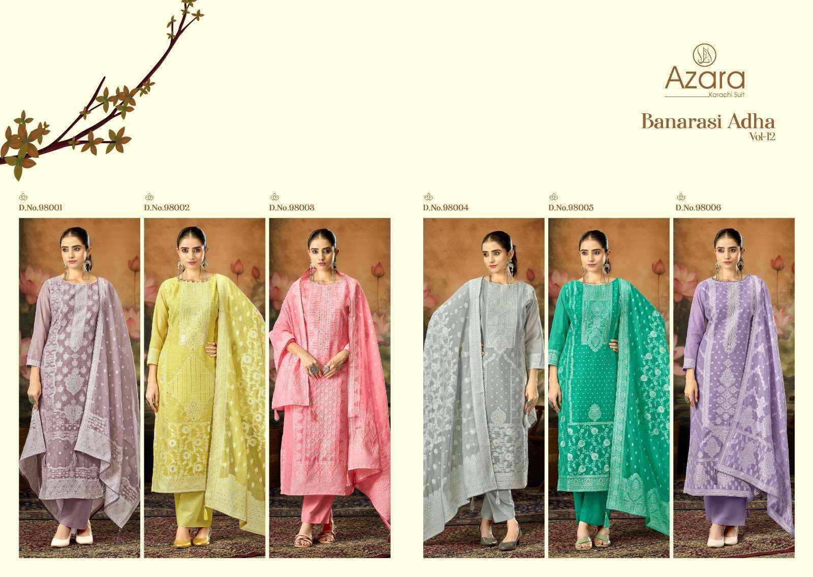 Radhika Fashion Azara Banarashi Adah Vol-12 Cotton Dress Material (6 pcs Catalogue)