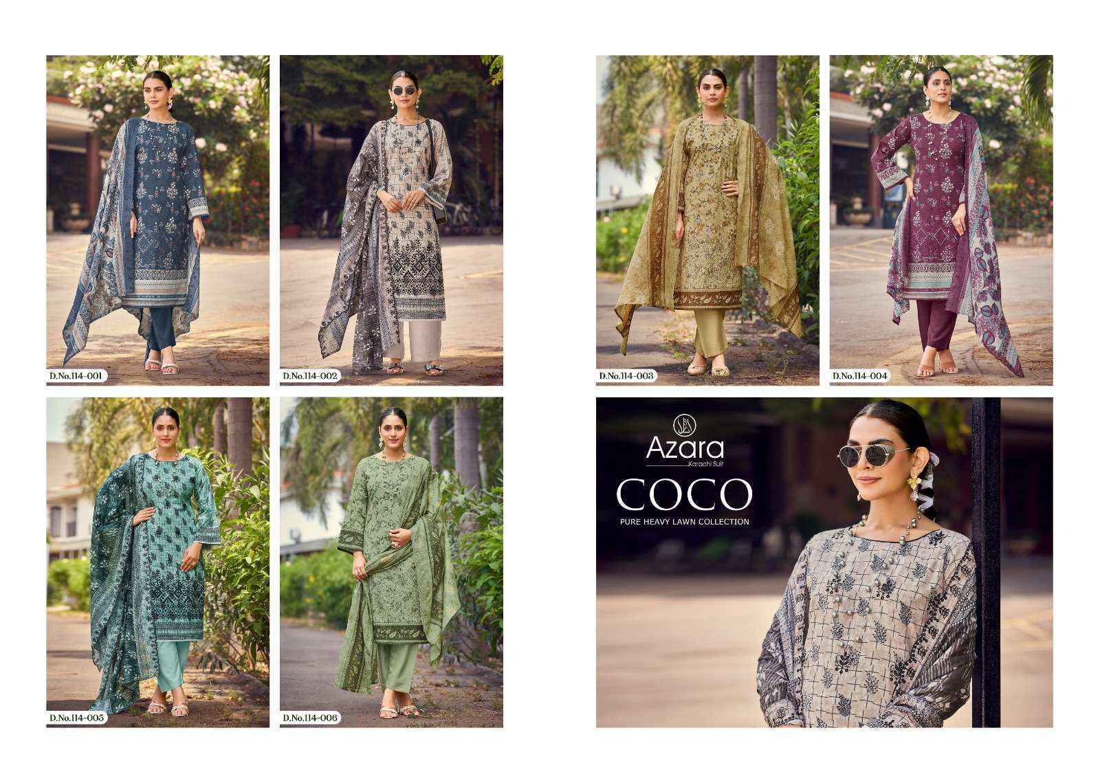 Radhika Fashion Azara Coco Lawn Cotton Dress Material (6 pcs Catalogue)