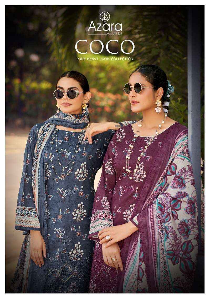 Radhika Fashion Azara Coco Lawn Cotton Dress Material (6 pcs Catalogue)