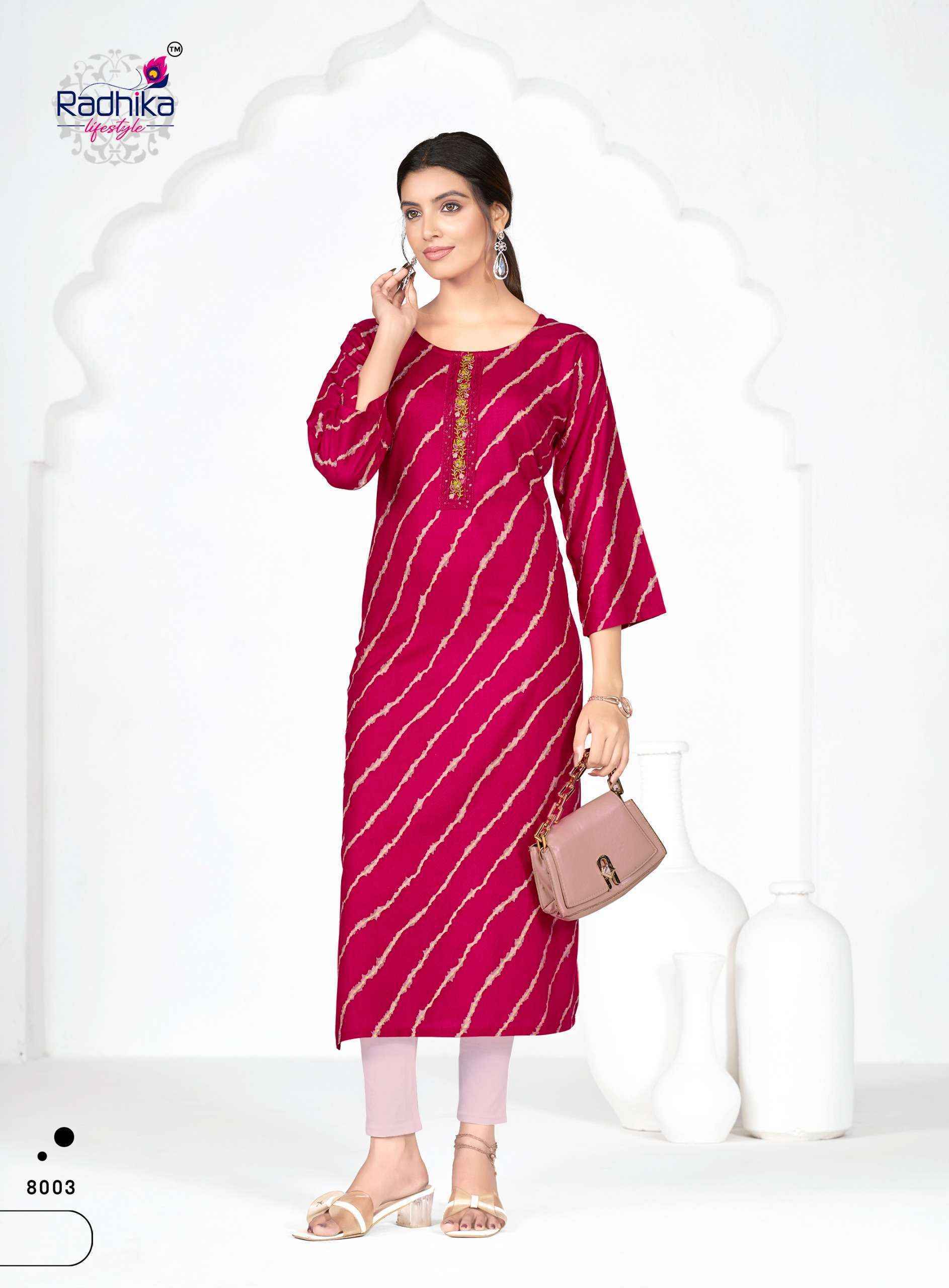 Radhika Lifestyle Alisha Vol-8 Rayon Kurti (9 pcs Catalogue)