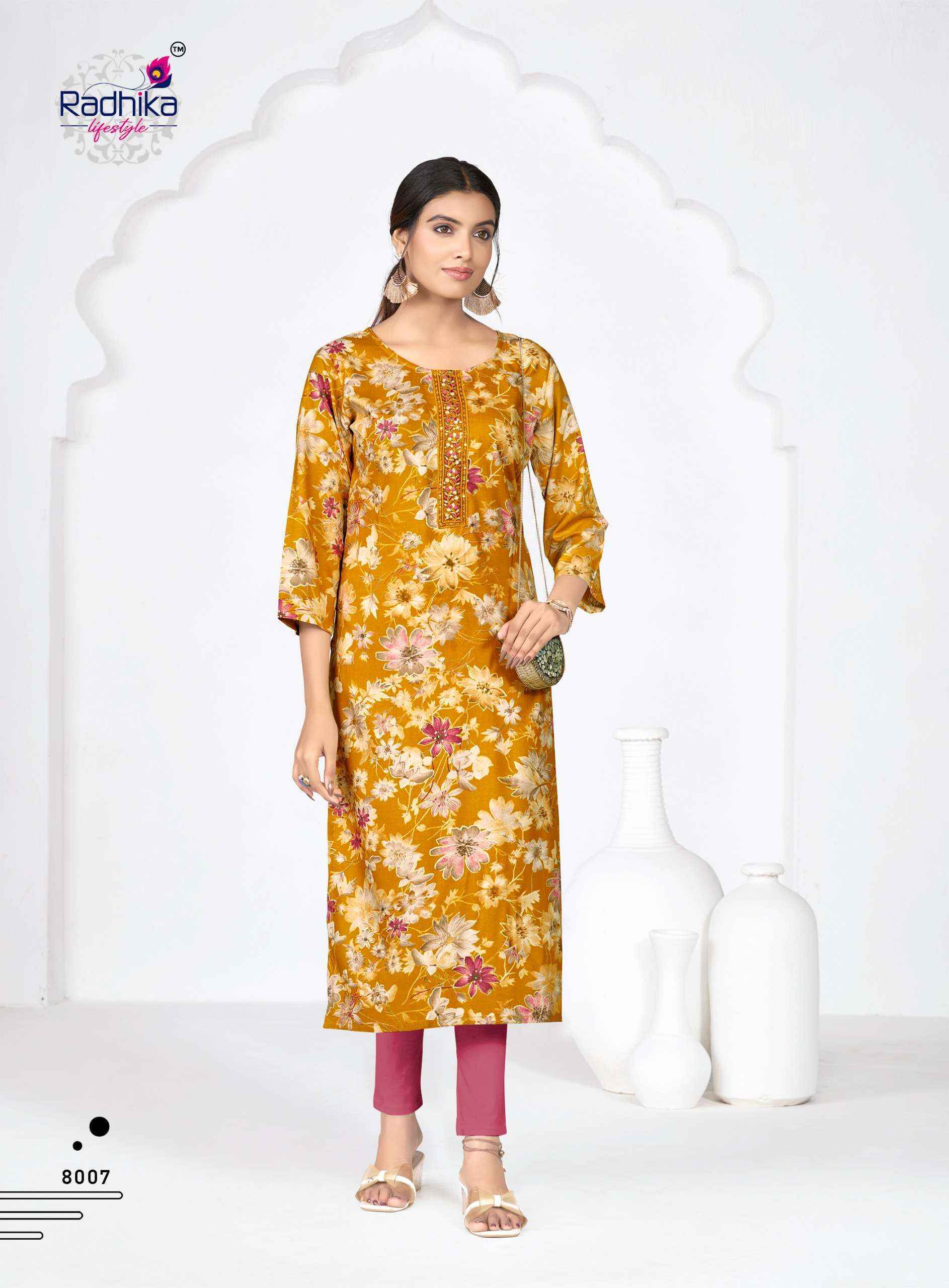 Radhika Lifestyle Alisha Vol-8 Rayon Kurti (9 pcs Catalogue)