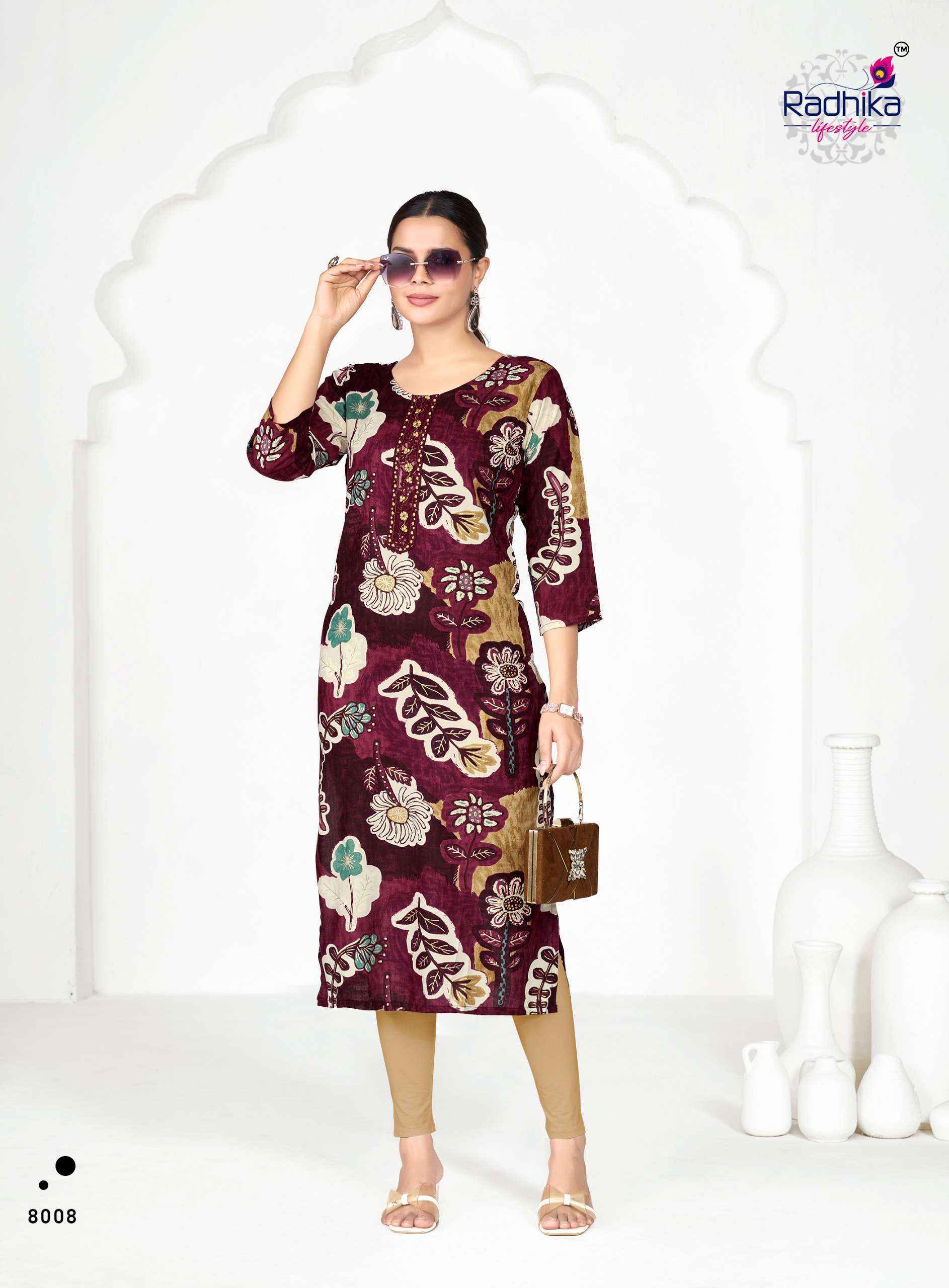 Radhika Lifestyle Alisha Vol-8 Rayon Kurti (9 pcs Catalogue)