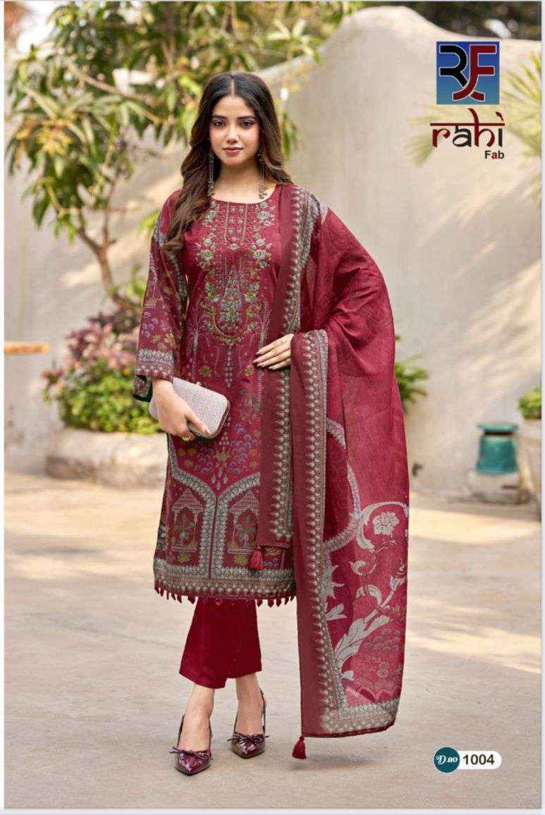 Rahi Fab Red Orchid Cotton Dress Material (8 pcs Catalogue)