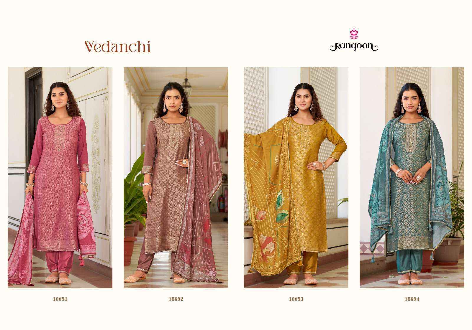 Rangoon Vedanchi Readymade Viscose Jacquard Dress (4 pcs Catalogue)