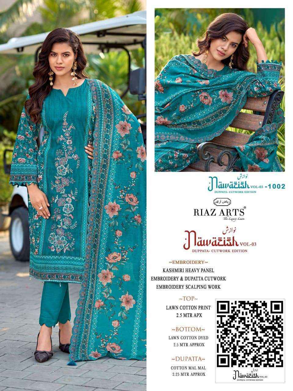Riaz Arts Nawazish Vol-3 Lawn Cotton Dress Material (6 pcs Catalogue)