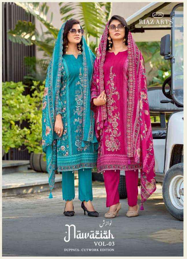 Riaz Arts Nawazish Vol-3 Lawn Cotton Dress Material (6 pcs Catalogue)