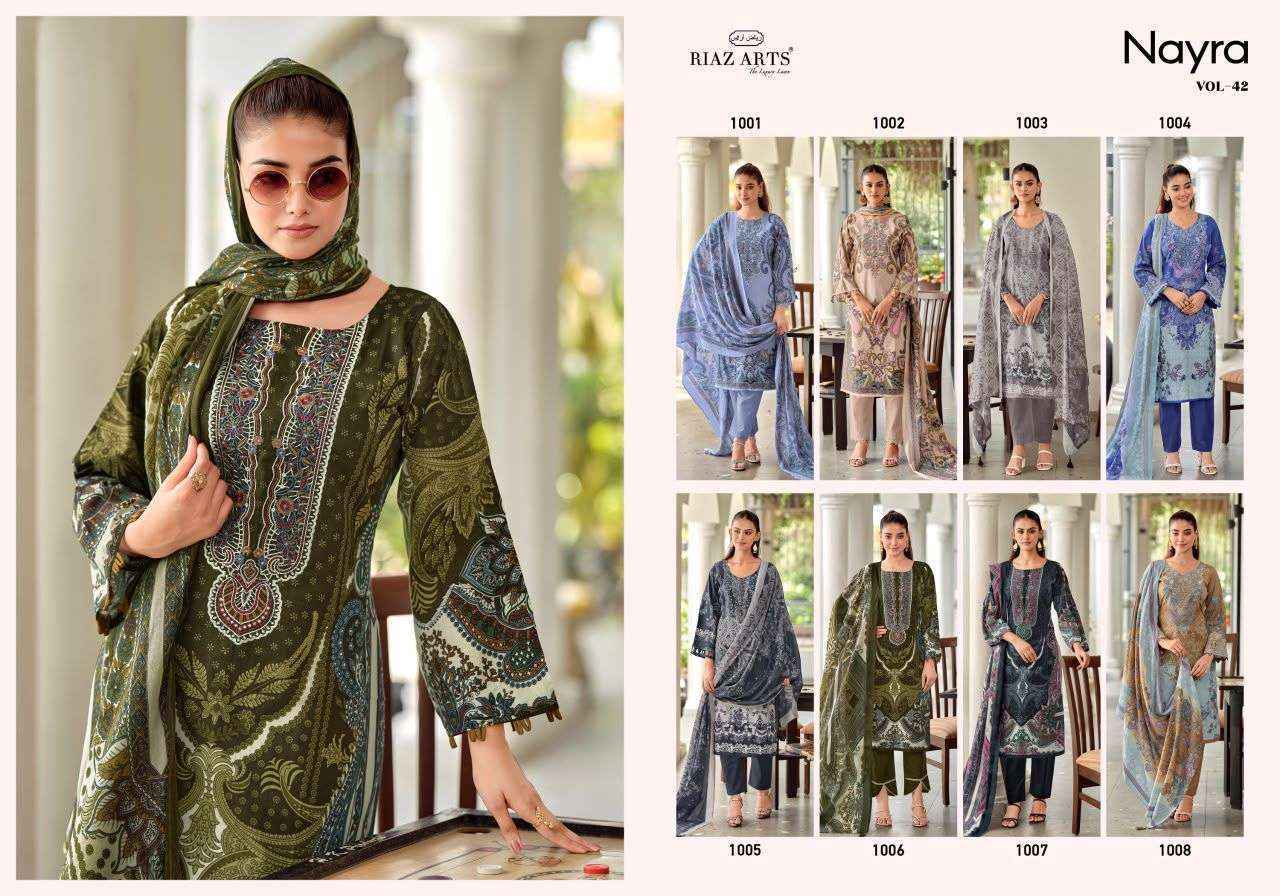 Riaz Arts Nayra Vol-42 Cotton Dress Material (8 pcs Catalogue)