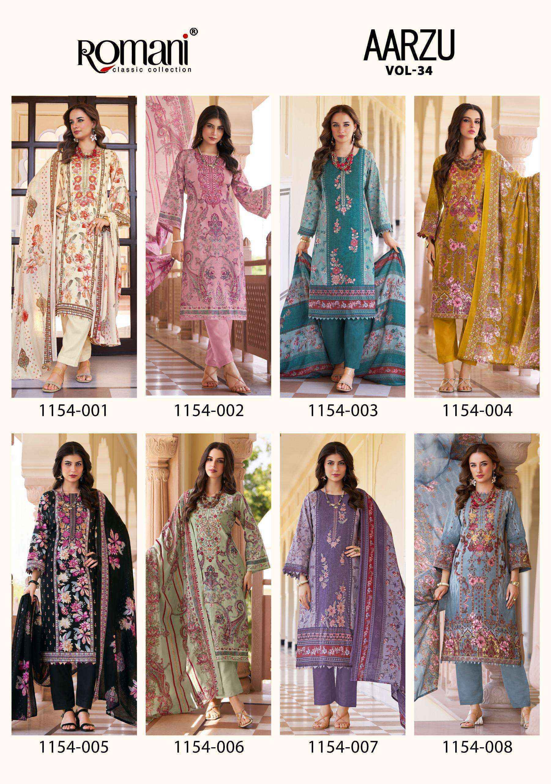 Romani Aarzu Vol-34 Cotton Dress Material (8 pcs Catalogue)