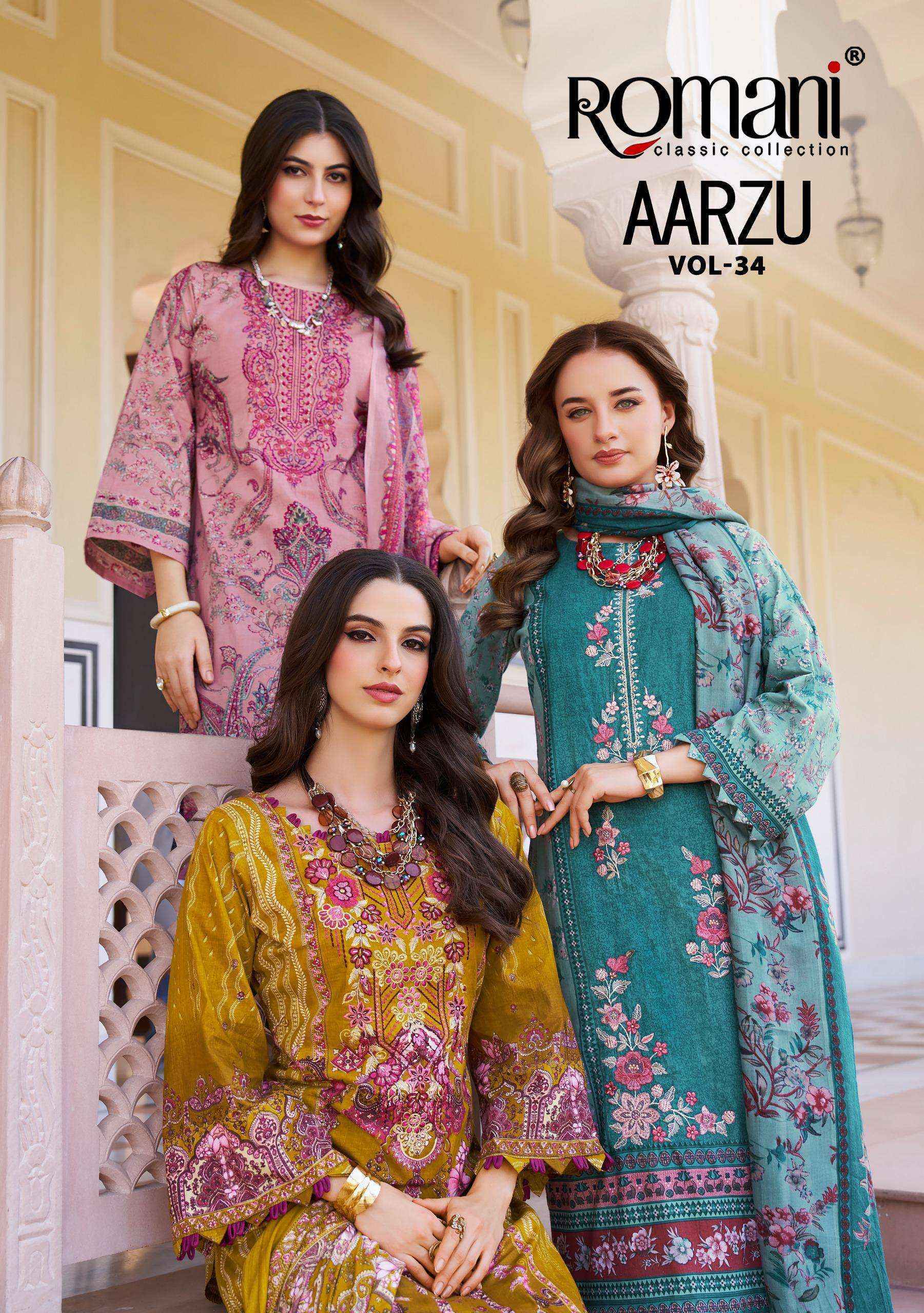 Romani Aarzu Vol-34 Cotton Dress Material (8 pcs Catalogue)