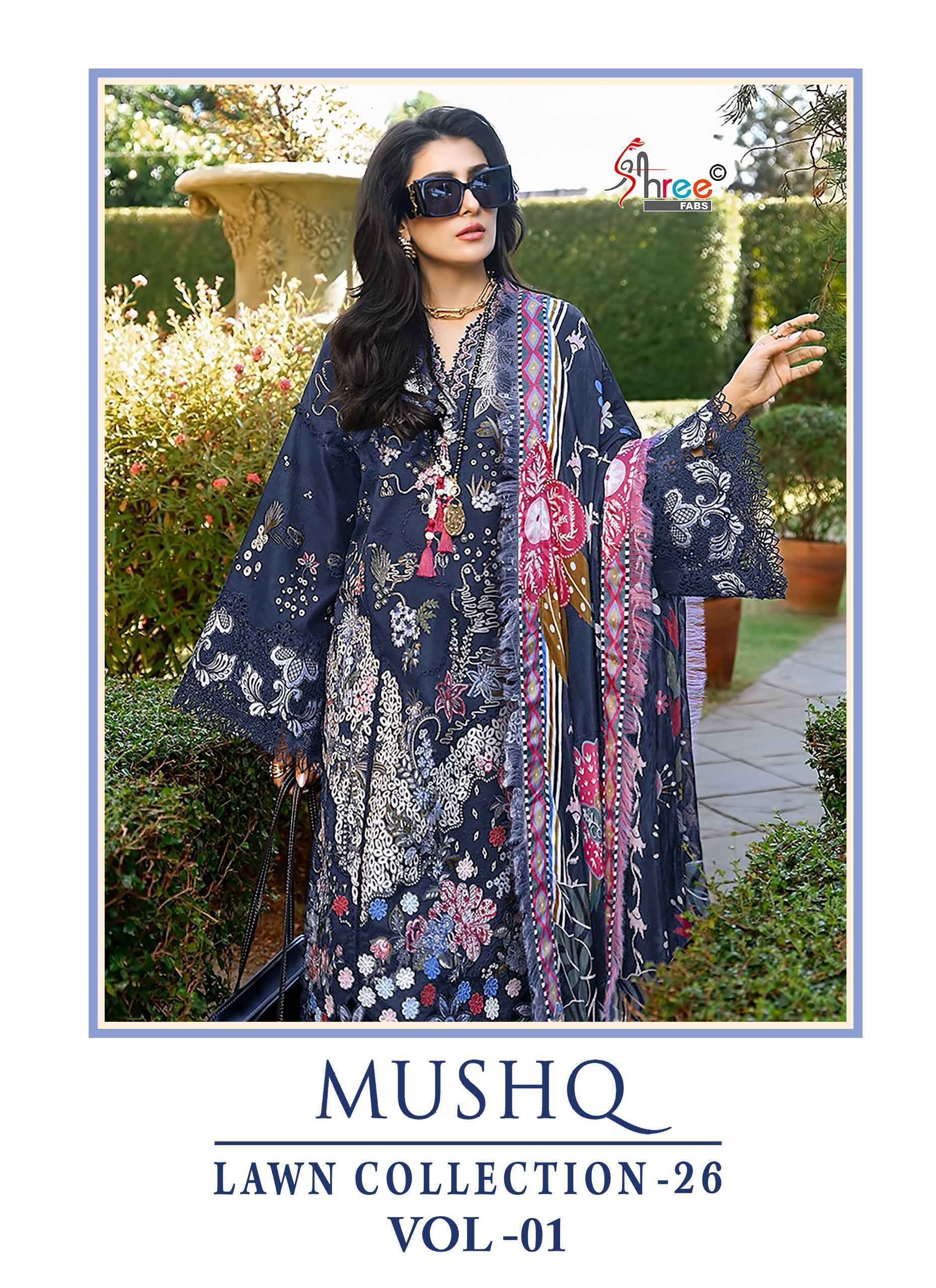 Shree Fabs Mushq Lawn Collection 26 Vol-1 Cotton Dress Material (6 pcs Catalogue)