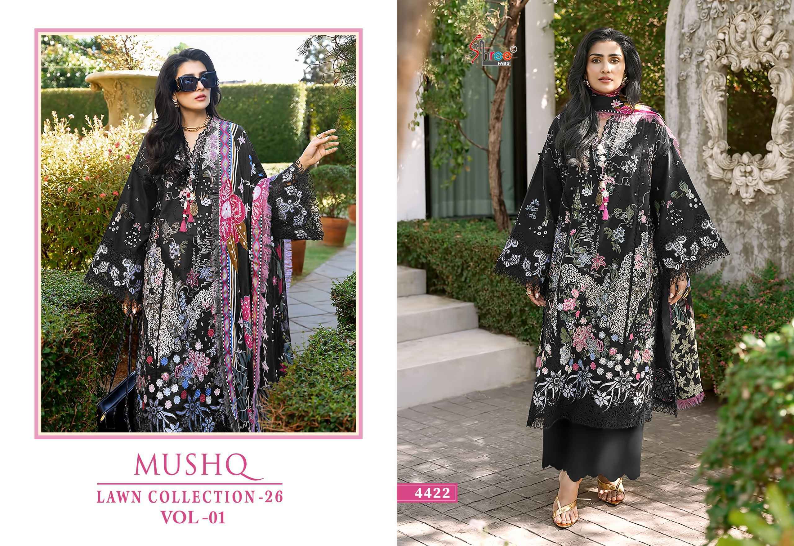 Shree Fabs Mushq Lawn Collection 26 Vol-1 Cotton Dress Material (6 pcs Catalogue)