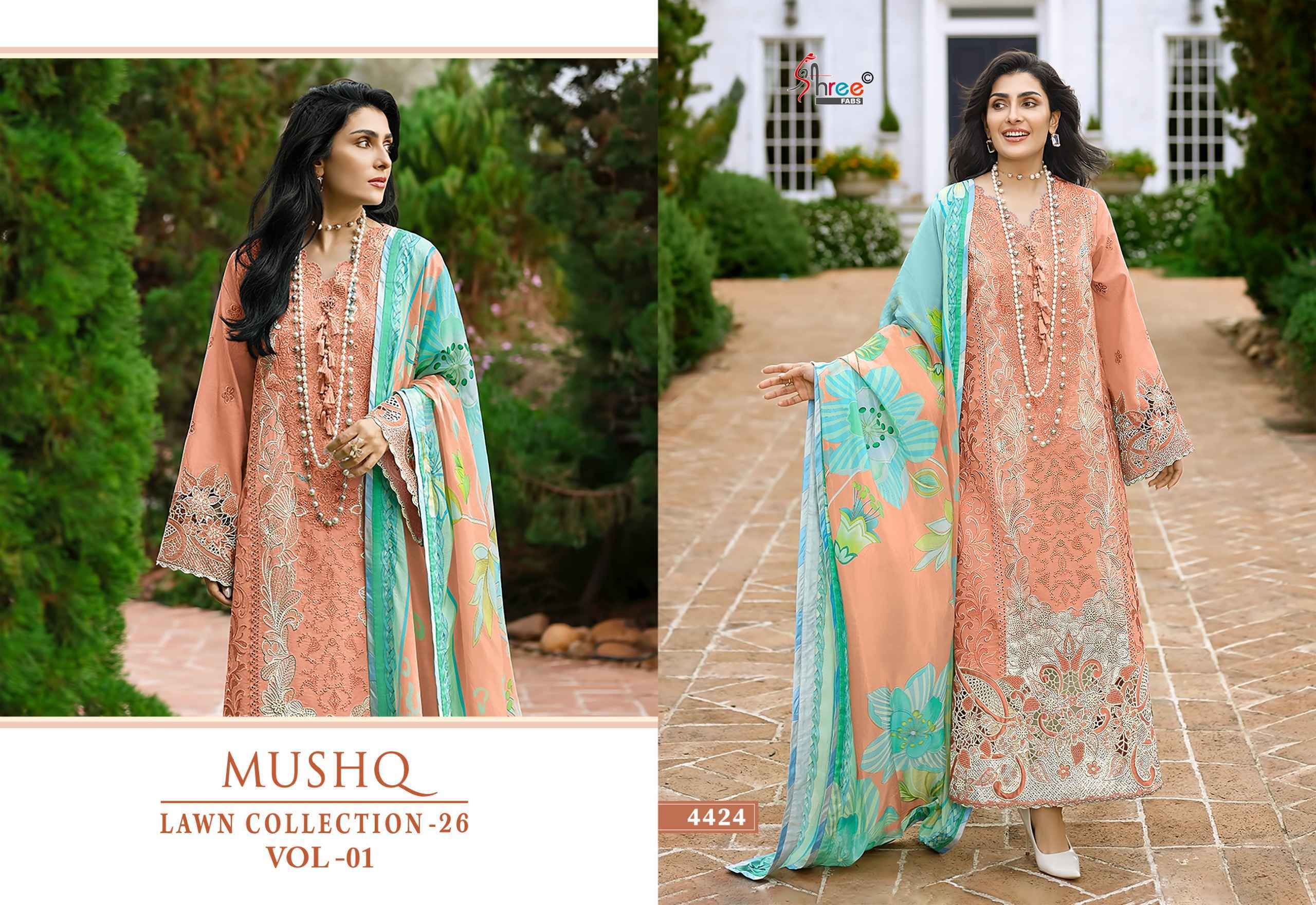 Shree Fabs Mushq Lawn Collection 26 Vol-1 Cotton Dress Material (6 pcs Catalogue)