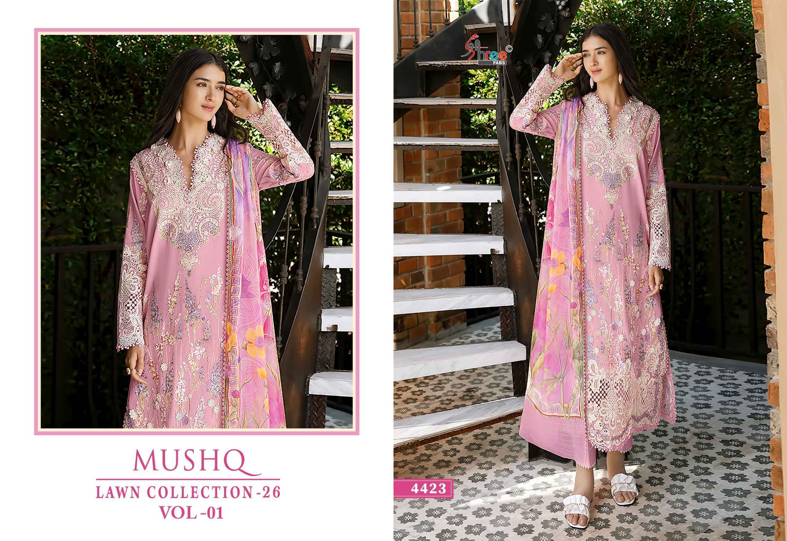 Shree Fabs Mushq Lawn Collection 26 Vol-1 Cotton Dress Material (6 pcs Catalogue)