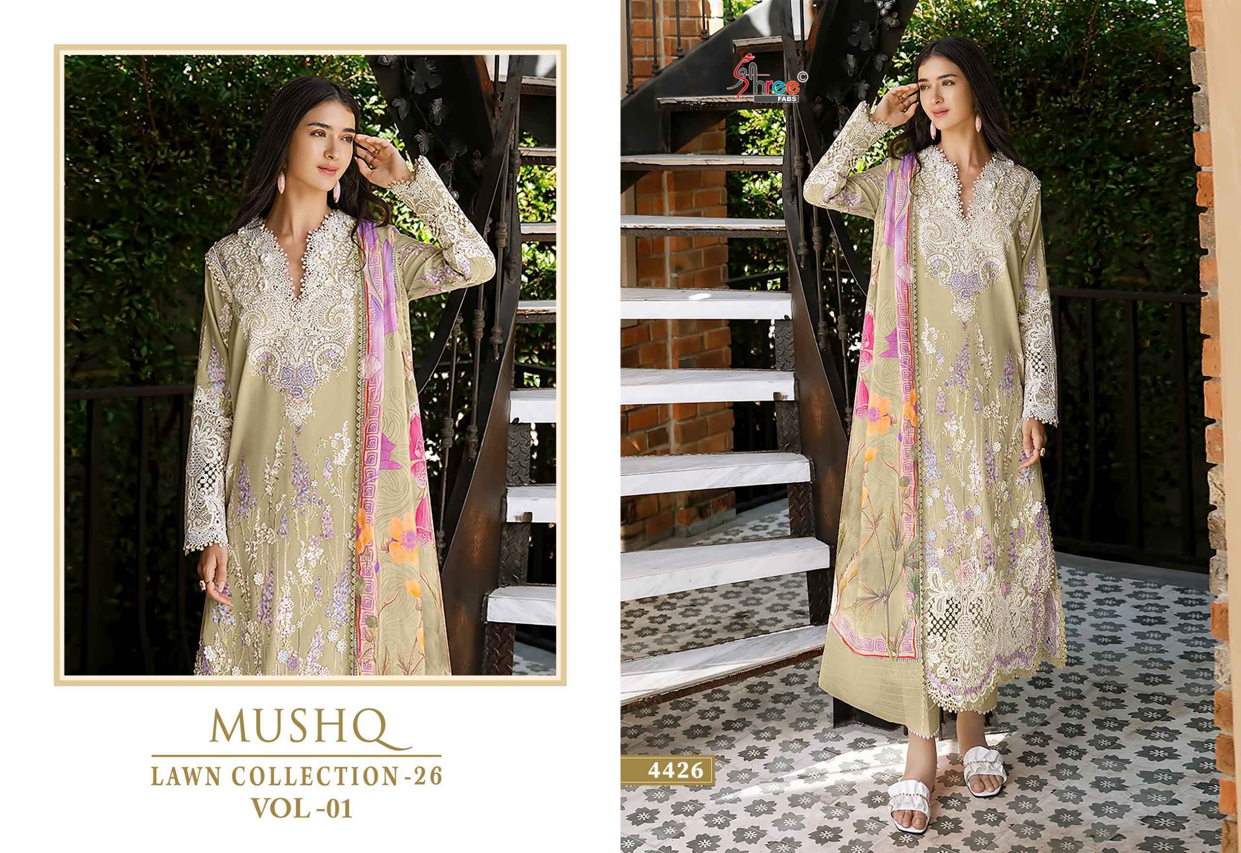Shree Fabs Mushq Lawn Collection 26 Vol-1 Cotton Dress Material (6 pcs Catalogue)