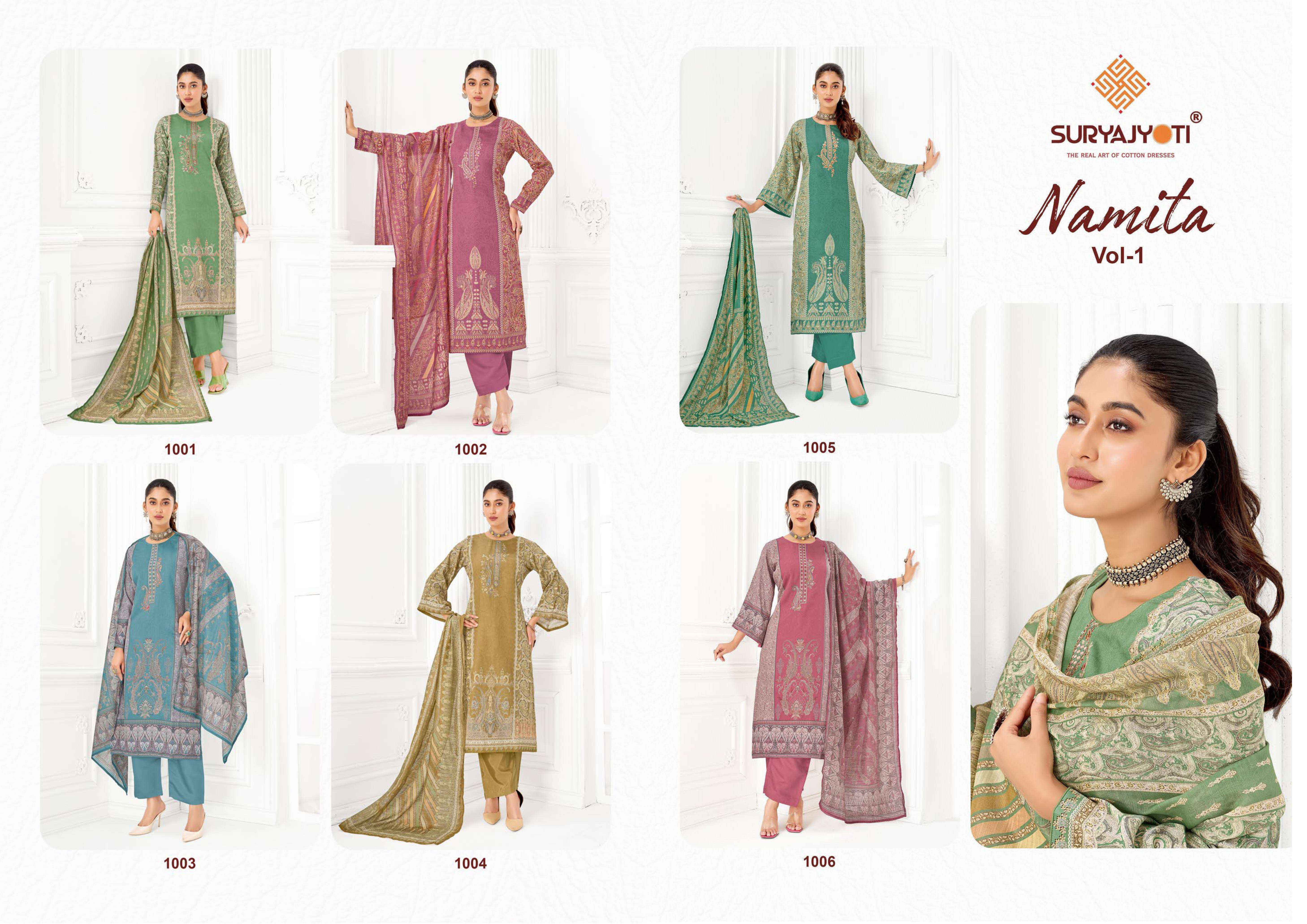 Suryajyoti Namita Vol-1 Jam Satin Dress Material (6 pcs Catalogue)