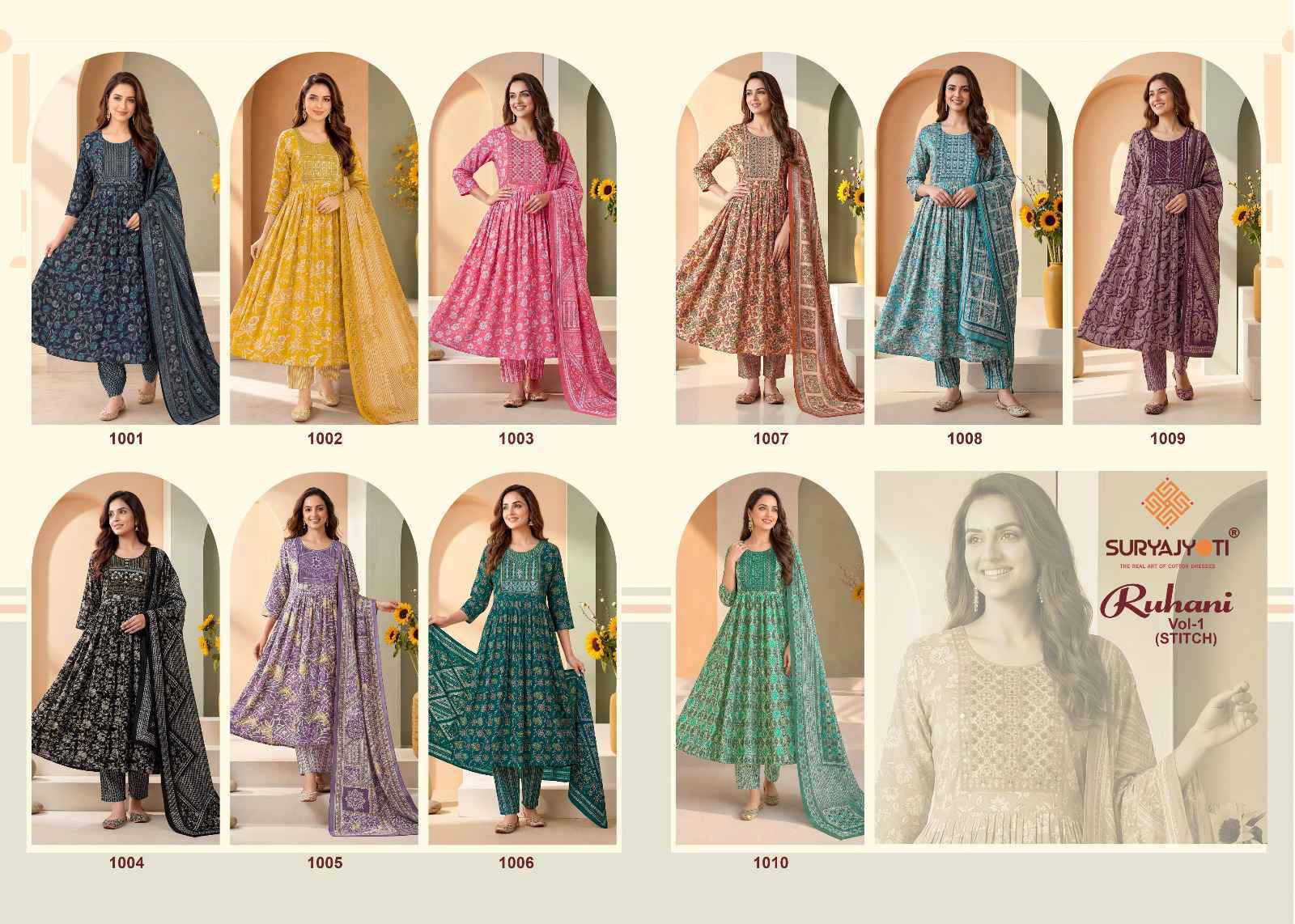 Suryajyoti Ruhani Vol-1 Readymade Rayon Dress (10 pcs Catalogue)