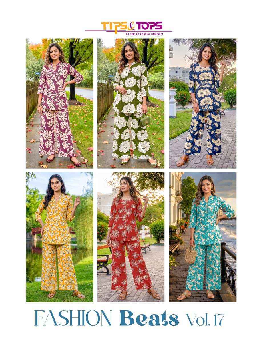 Tips & Tops Fashion Beats Vol-17 Reyon Co ord Set (6 pcs Catalogue)