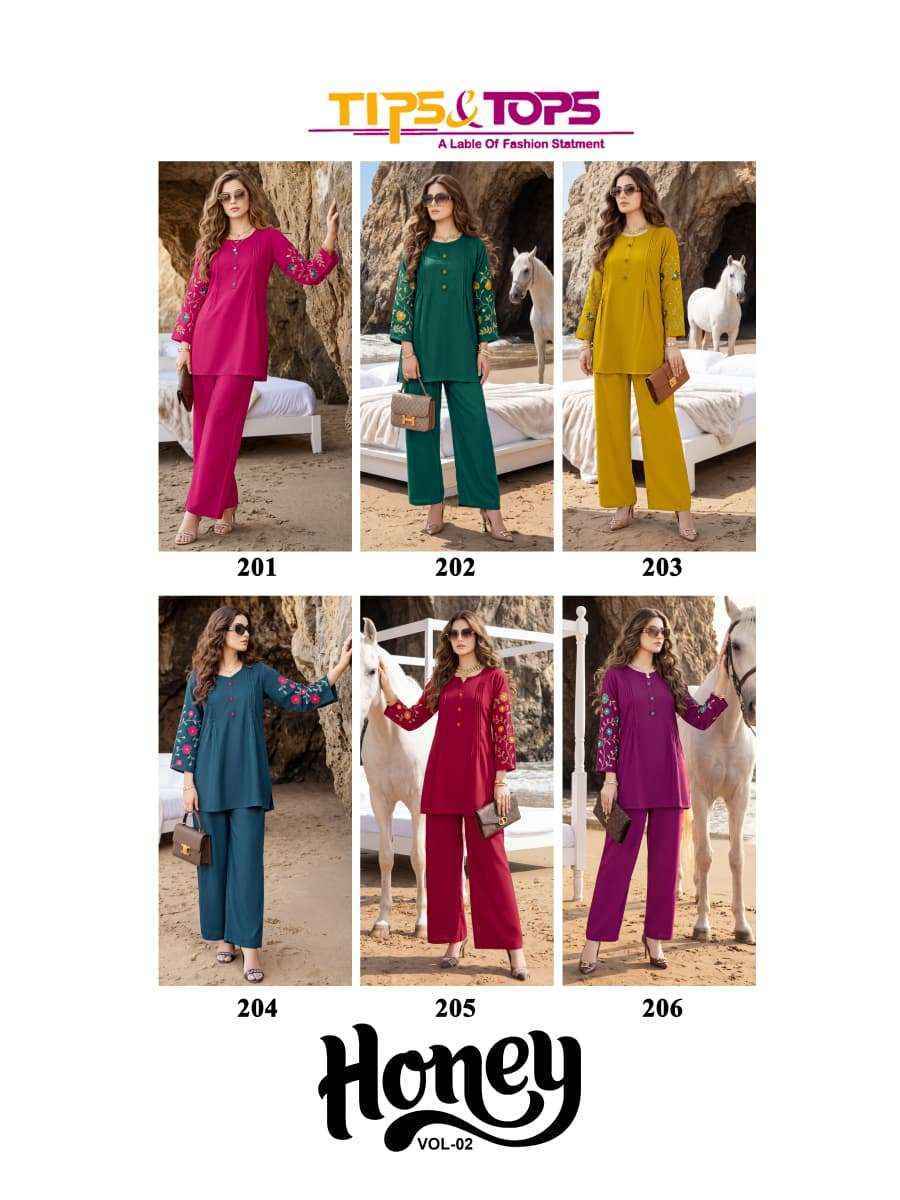 Tips & Tops Honey Vol-2 Reyon Co ord Set (6 pcs Catalogue)