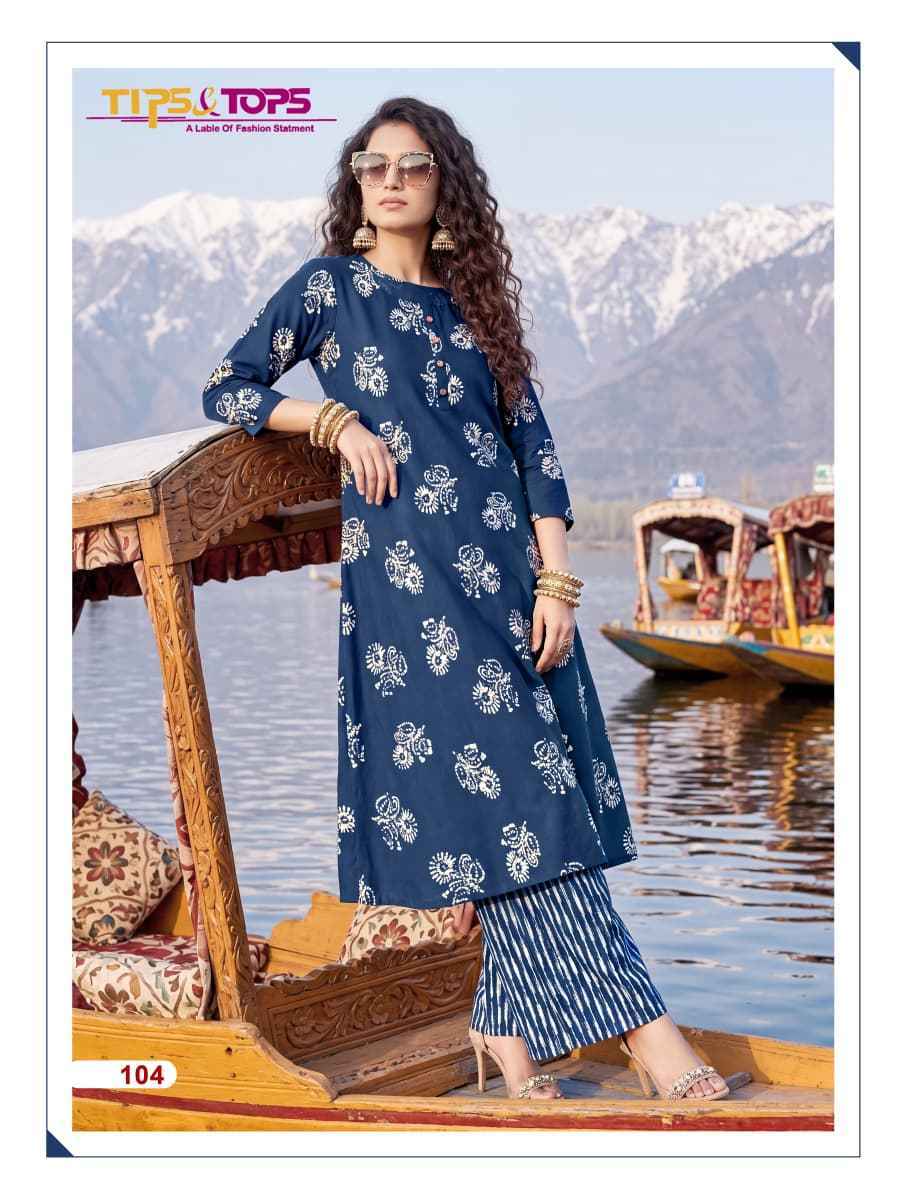 Tips & Tops Mannat Rayon Kurti With Plazzo (6 pcs Catalogue)