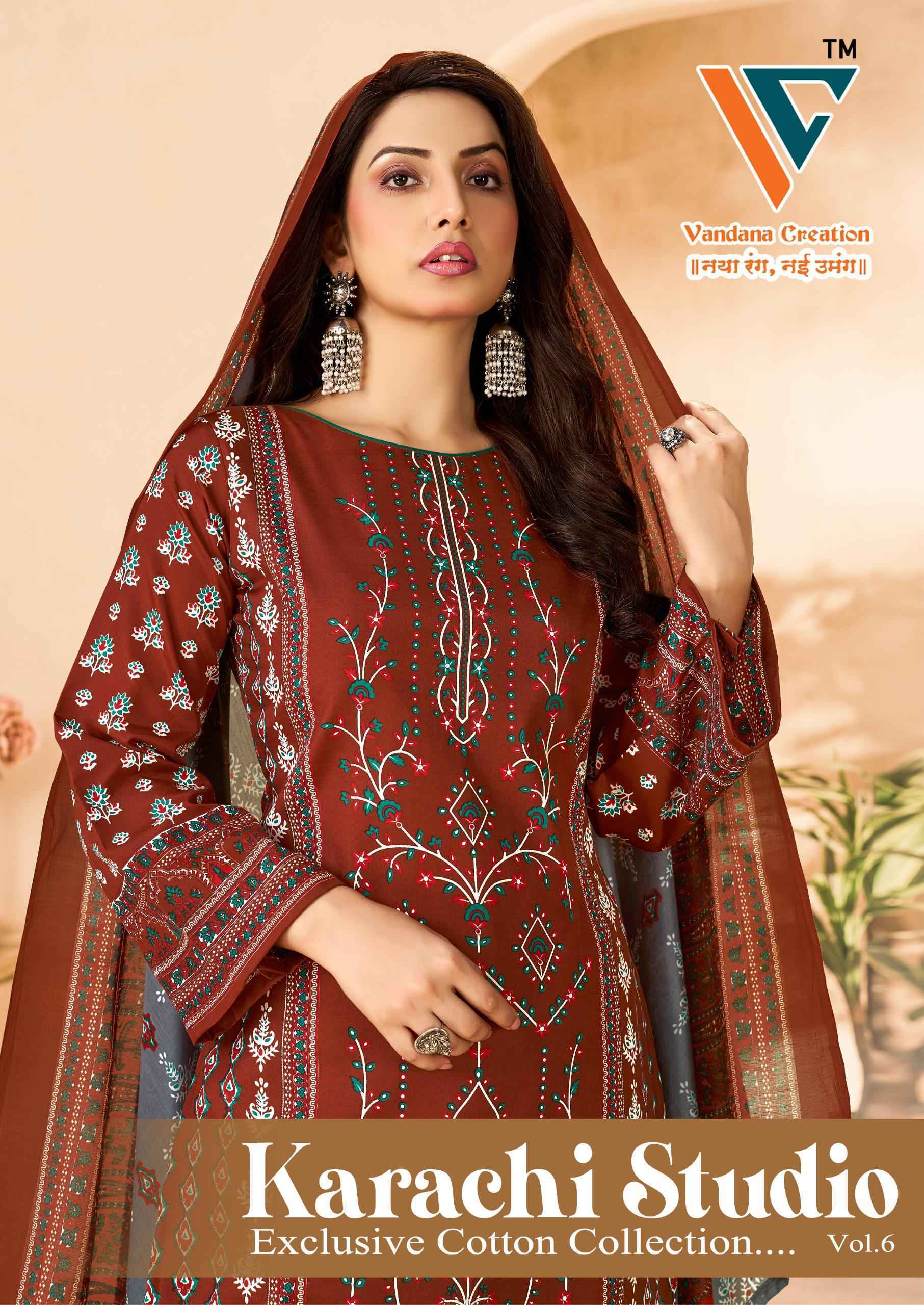 Vandana Creation Karachi Studio Vol-6 Cotton Dress Material (8 pcs Catalogue)