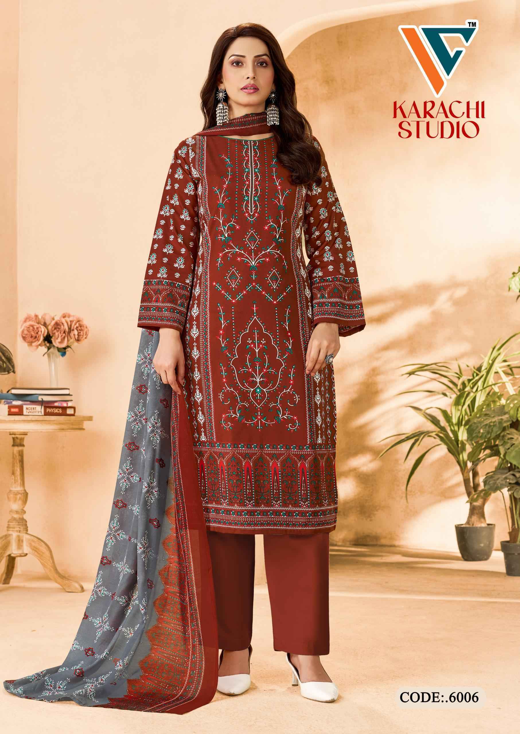 Vandana Creation Karachi Studio Vol-6 Cotton Dress Material (8 pcs Catalogue)